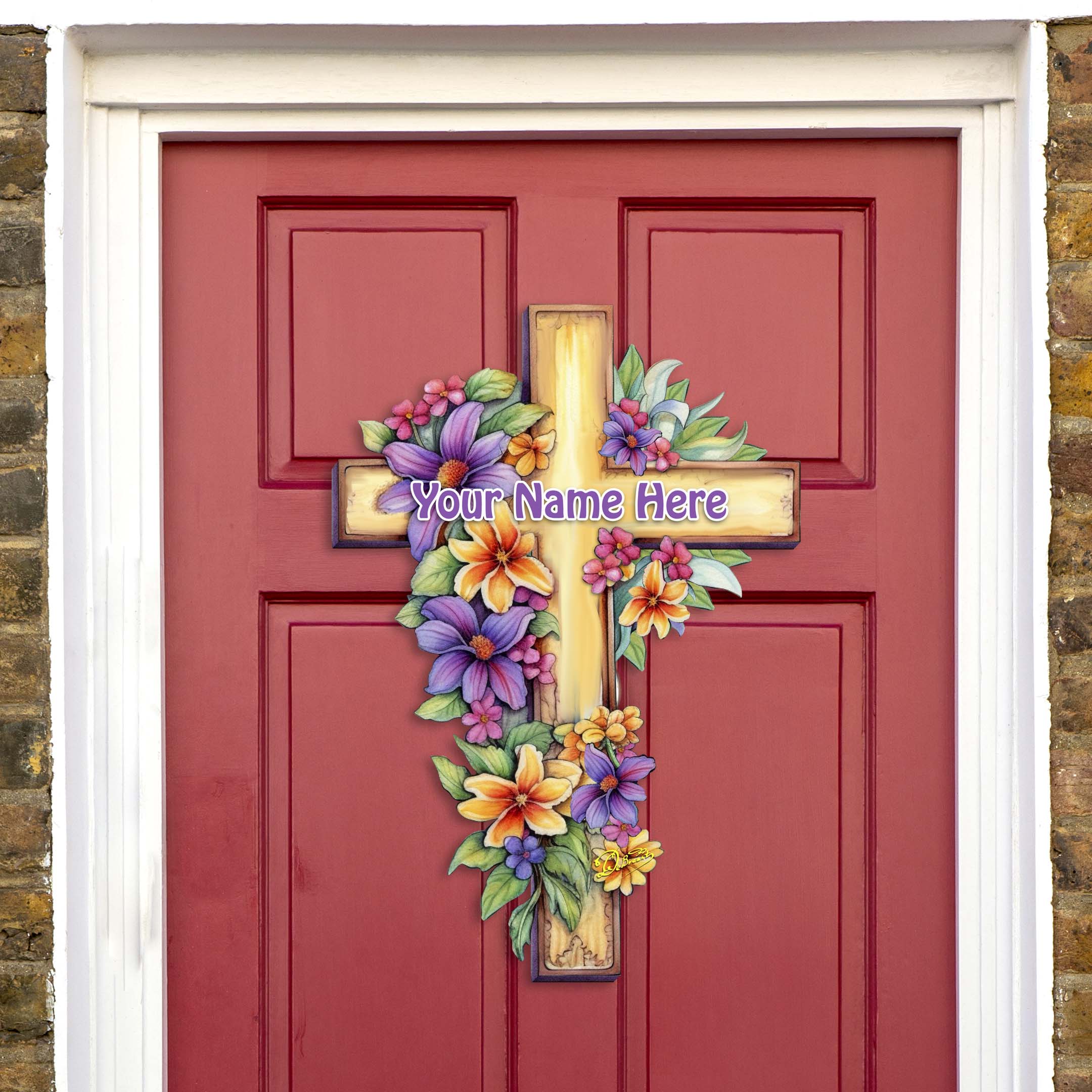 Personalized Garden Serenity Cross Holiday Door Decor by G. Debrekht - Easter Spring Decor - 8688168HC