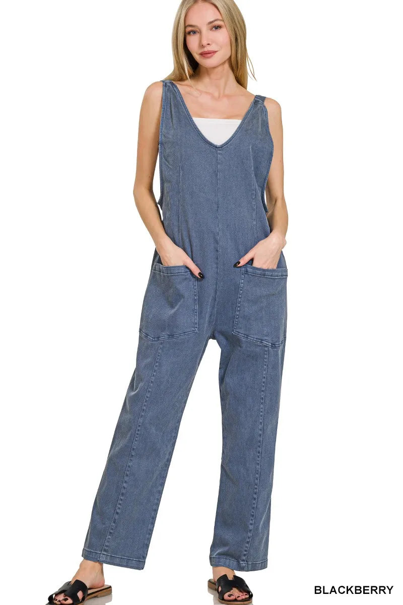 Zenana Casual Adjustable Strap Baggy Jumpsuit With Pocket