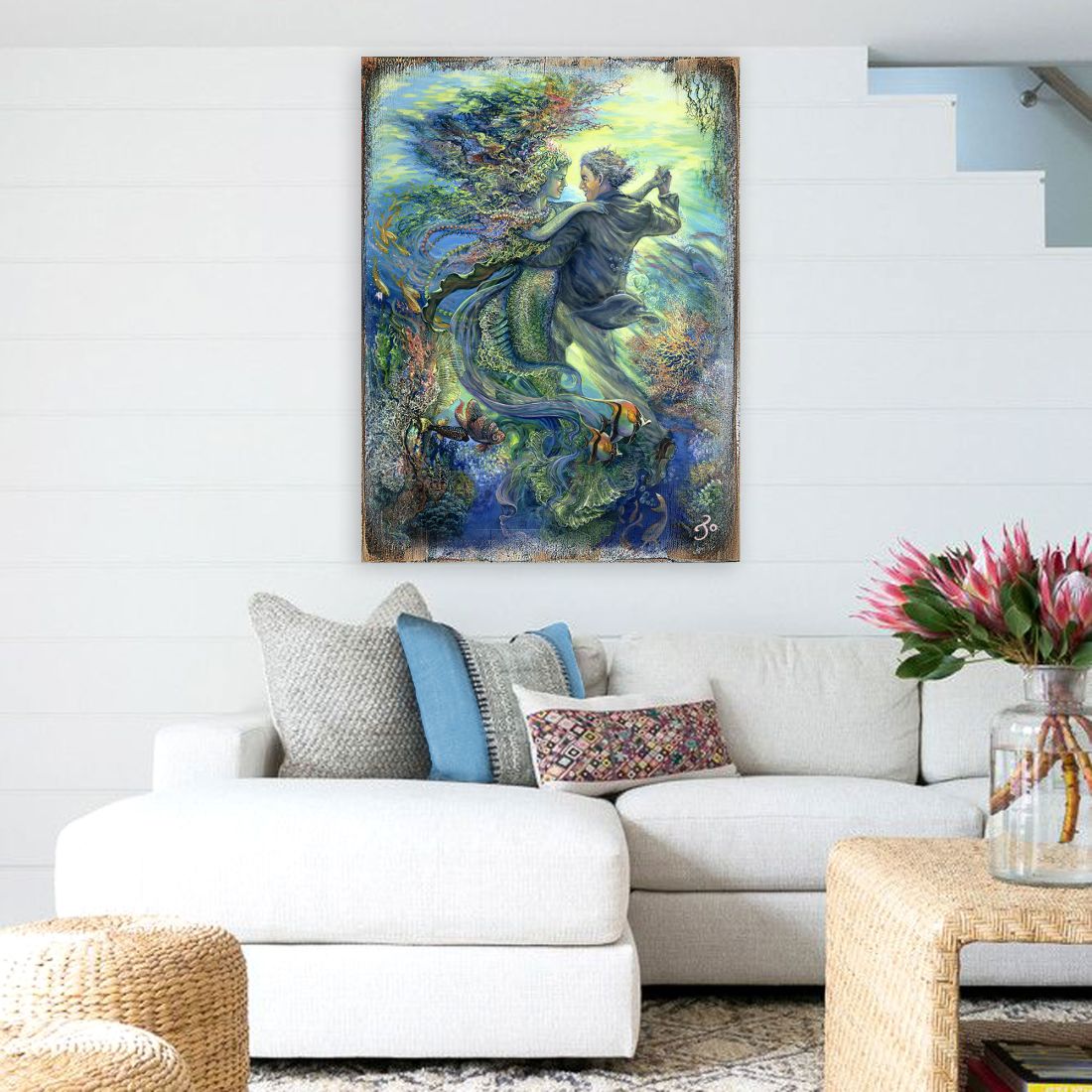 For the Love of a Mermaid Fantasy Wooden Wall Art by Josephine Wall - Fantasy Décor - 852133-JW