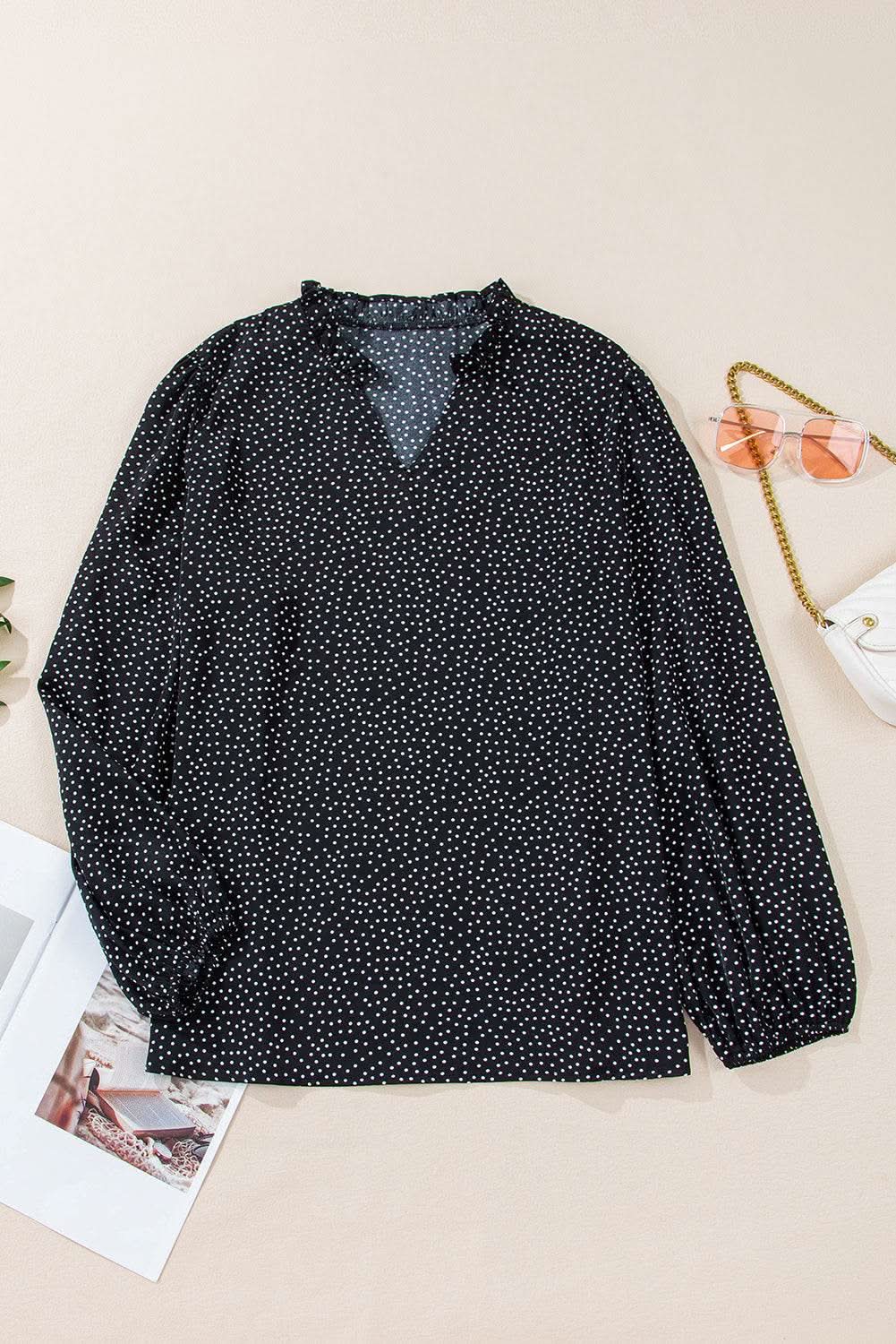 Black leopard print blouse - plus size