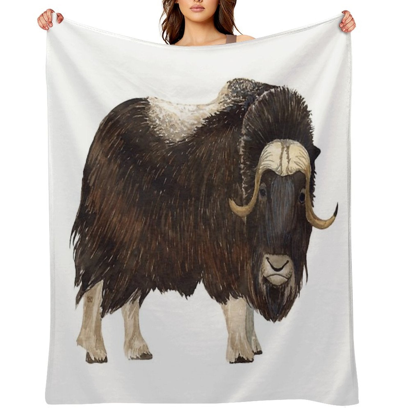 MUSK OX-Ovibos Moschatus Throw Blanket