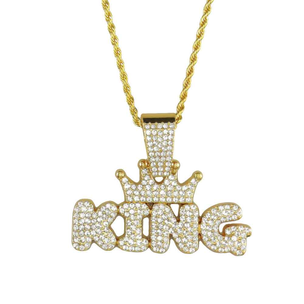 Men's Fashion Necklace with Diamond Pendant in Alloy