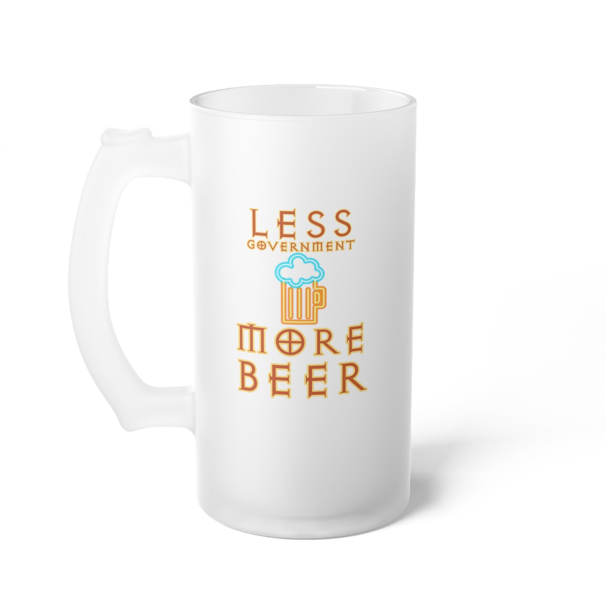 Walton &amp;amp; Johnson - Less Government More Beer Frosted Glass Beer Mug