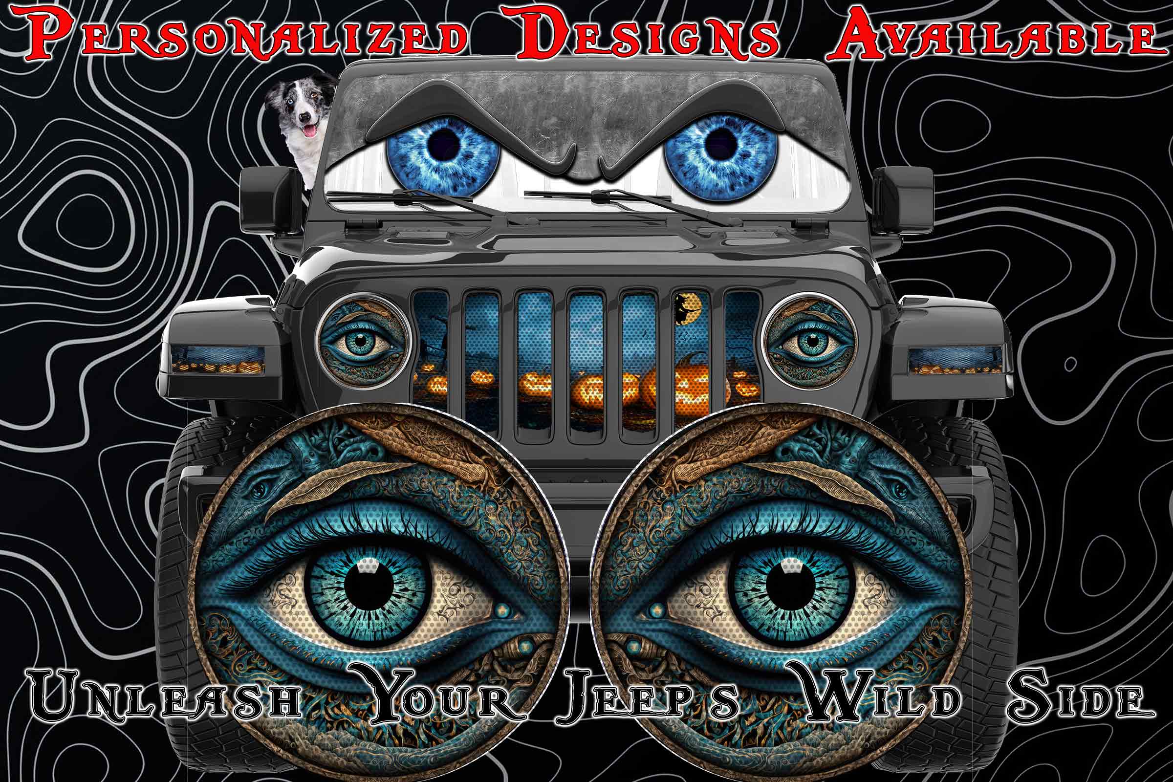 Real eye headlight decals blue green