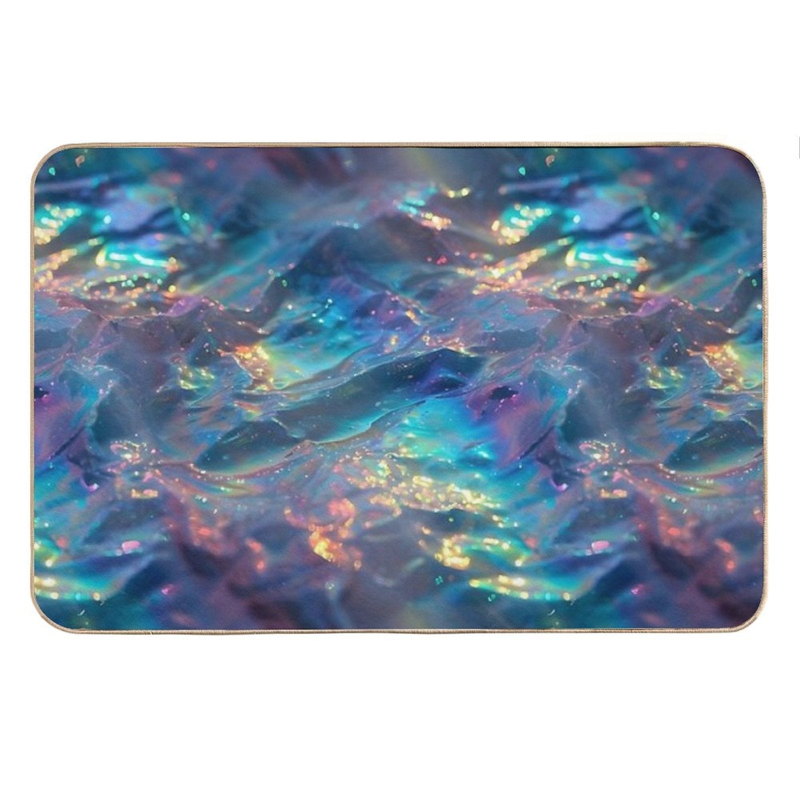 Sparkling Blue Rainbow Waves Bath Mat
