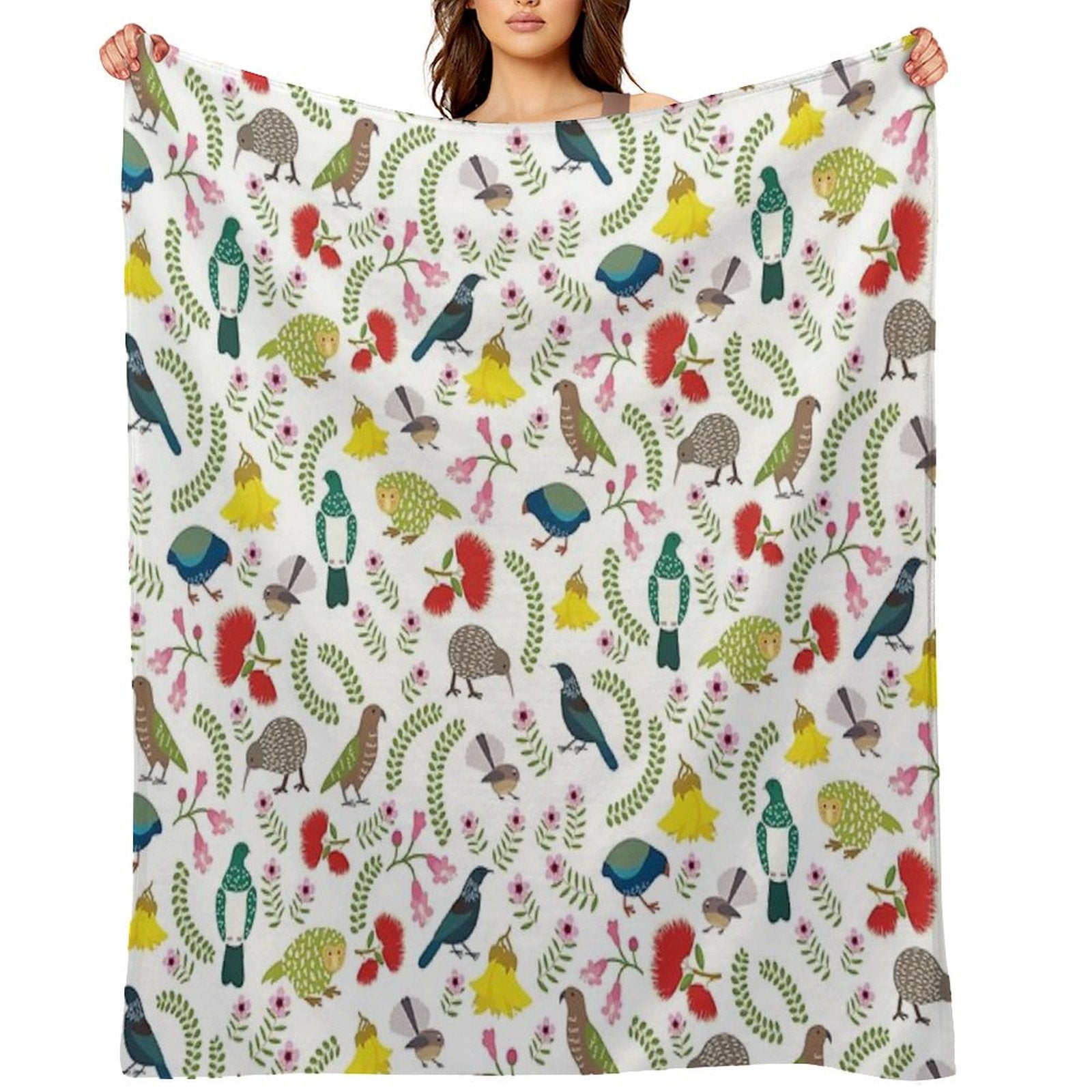 New Zealand Birds And Flowers Throw Blanket