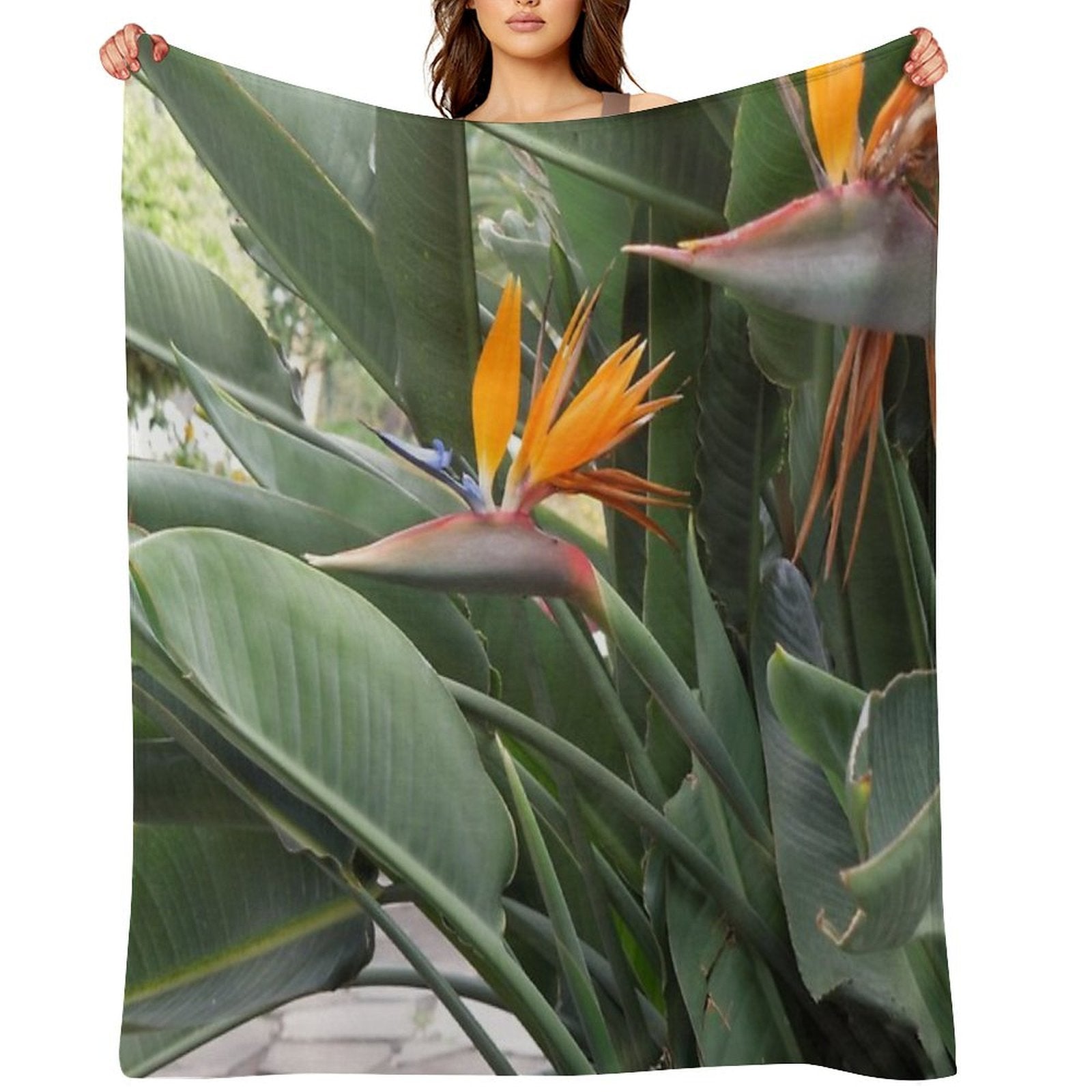 A Beautiful Bird of Paradise Flower from Madeira Throw Blanket
