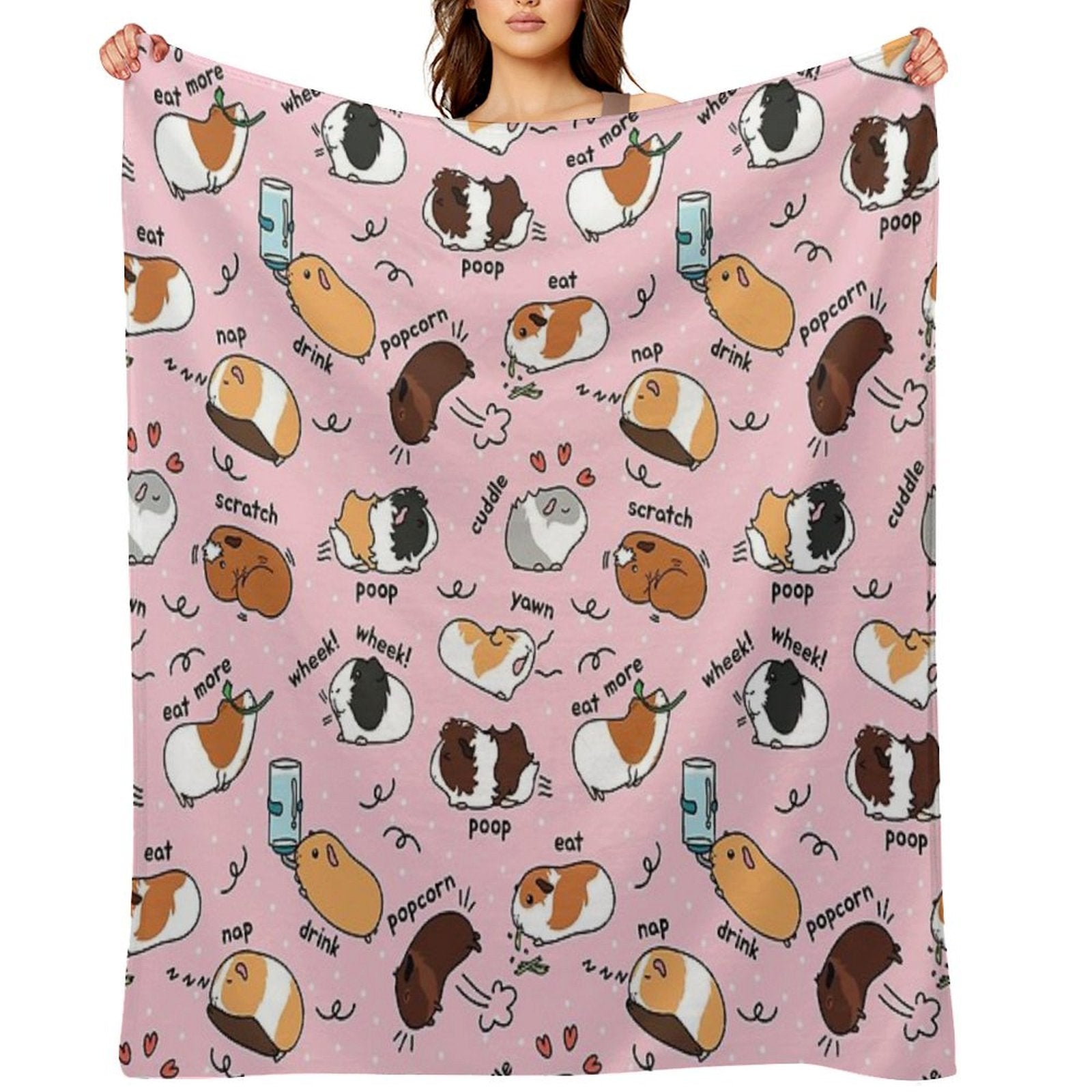 Guinea Pig Daily To-Do List - Pink Background Throw Blanket