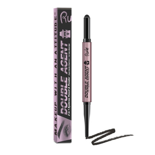 RUDE Double Agent 2 in 1 Eyebrow Pencil &amp;amp; Powder - Black Brown