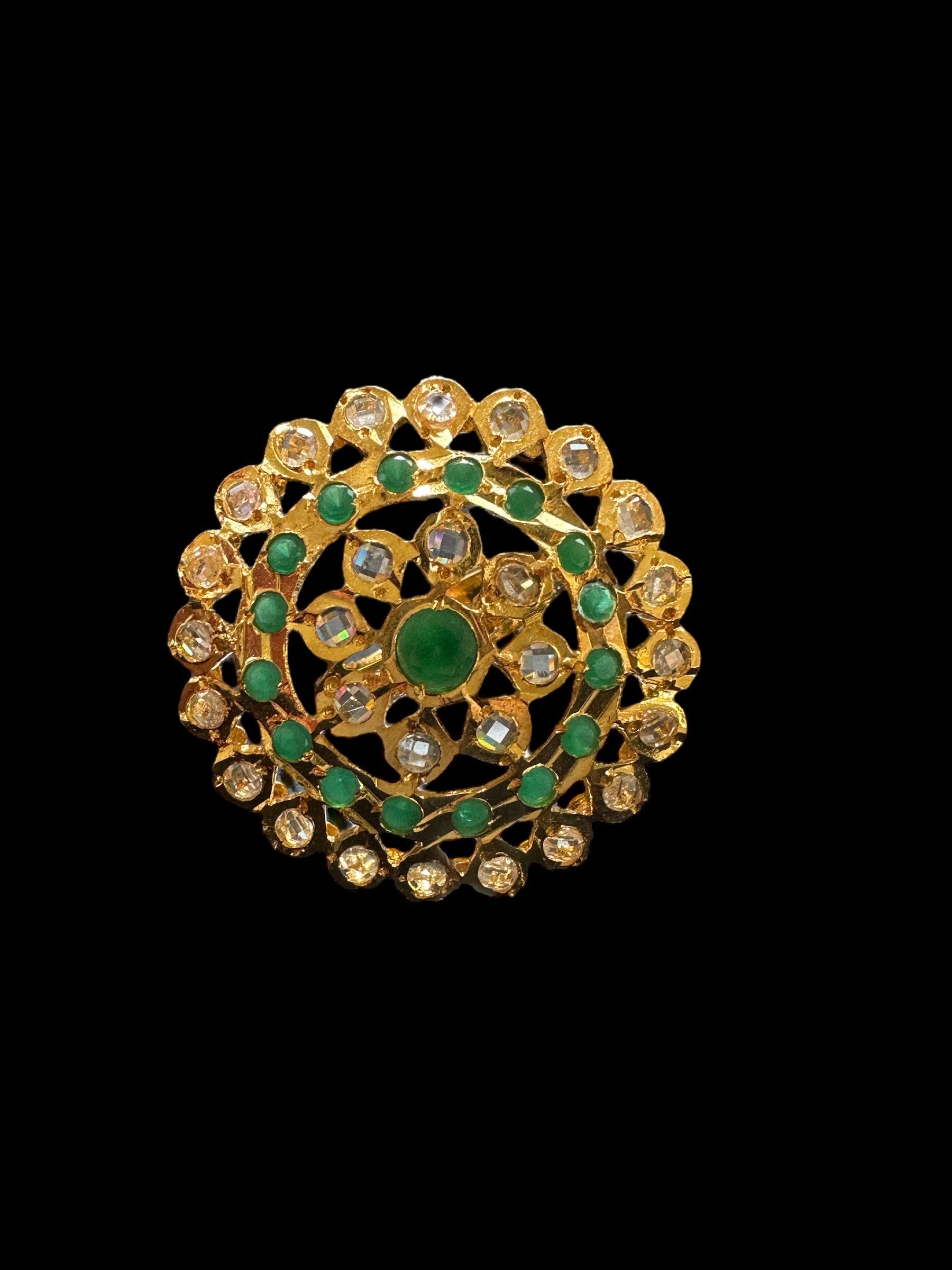 DJR88 Nia cz polki   ring - green ( READY TO SHIP)