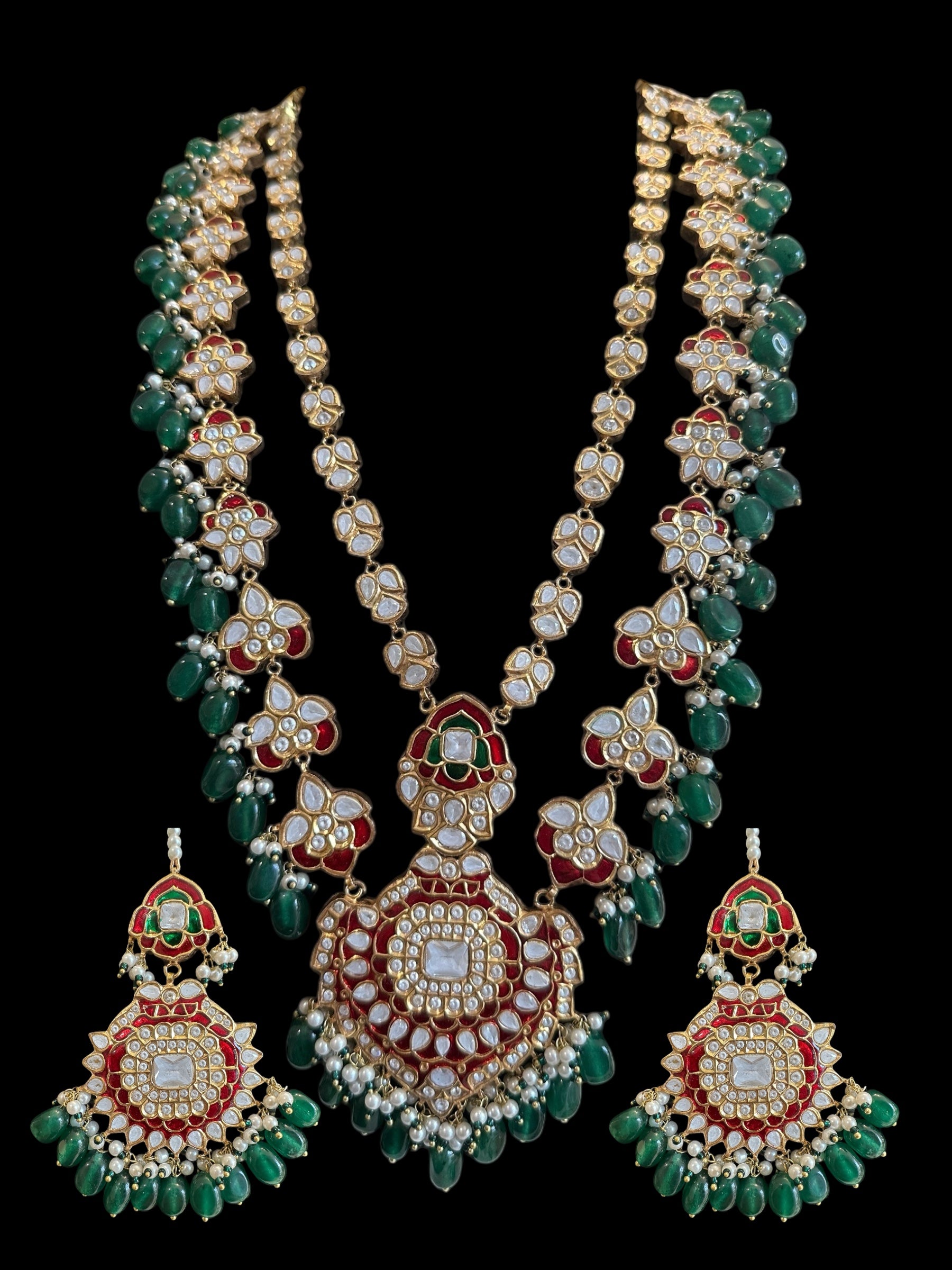 Subah long meenakari Rani haar with earrings ( READY TO SHIP )