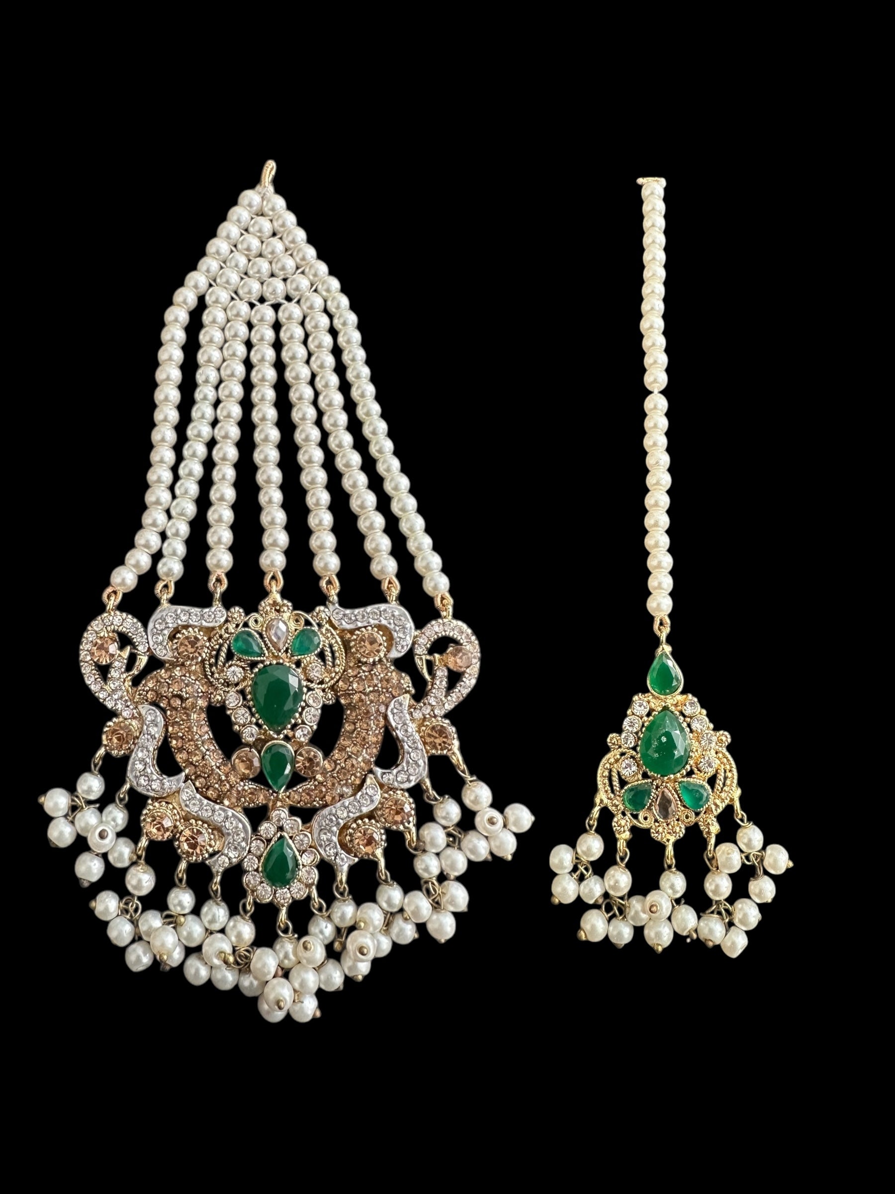 JTK18 Rehma jhoomar tika in green ( READY TO SHIP )