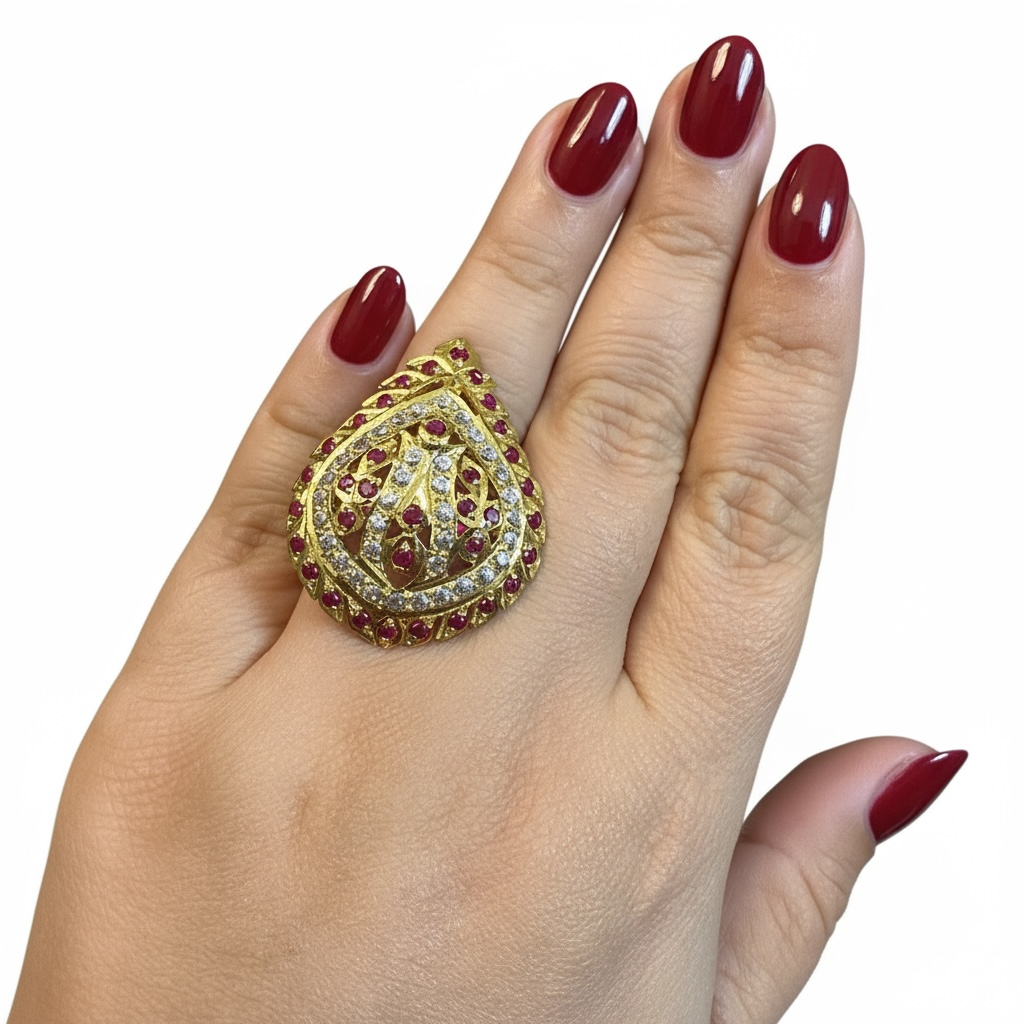 Ruby zircon gold plated silver ring ( READY TO SHIP)