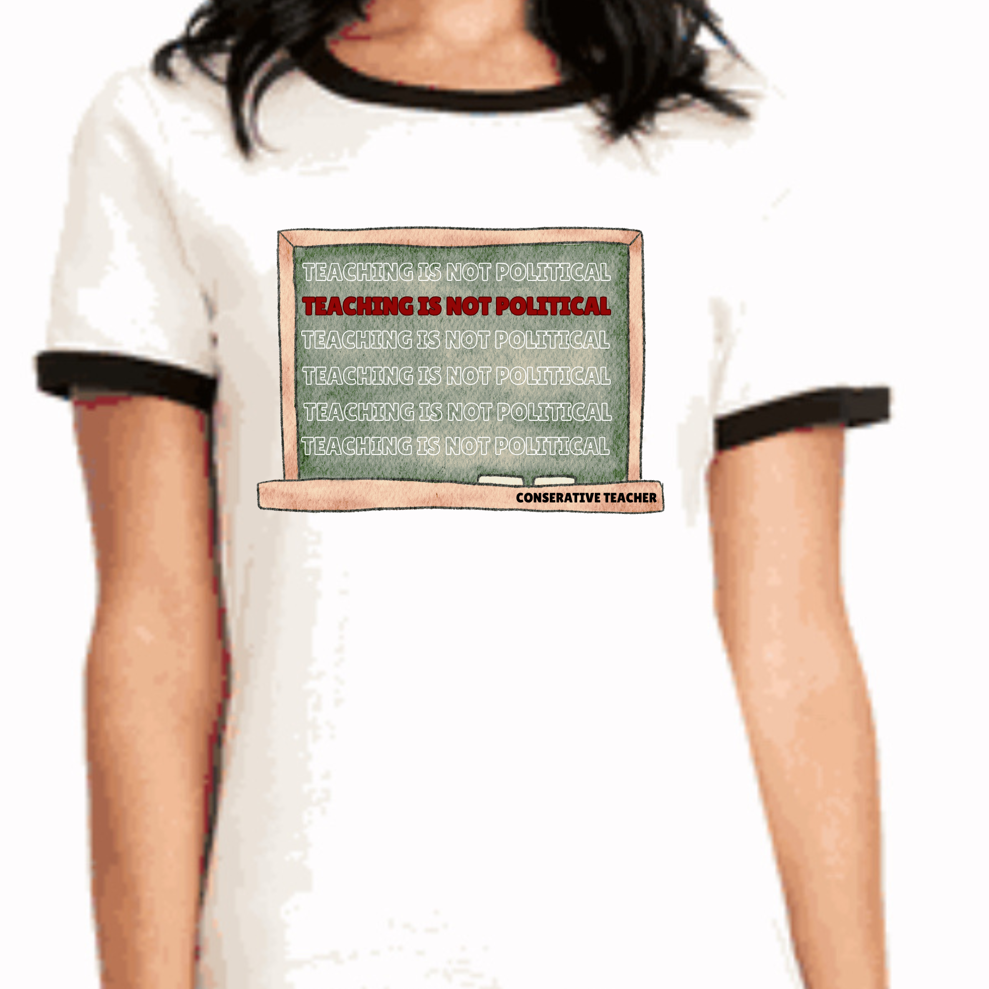 Teaching is not Political Conservative Teacher | Next Level Ringer T-shirt | Teacher Shirt | Stylish Trendy Apparel