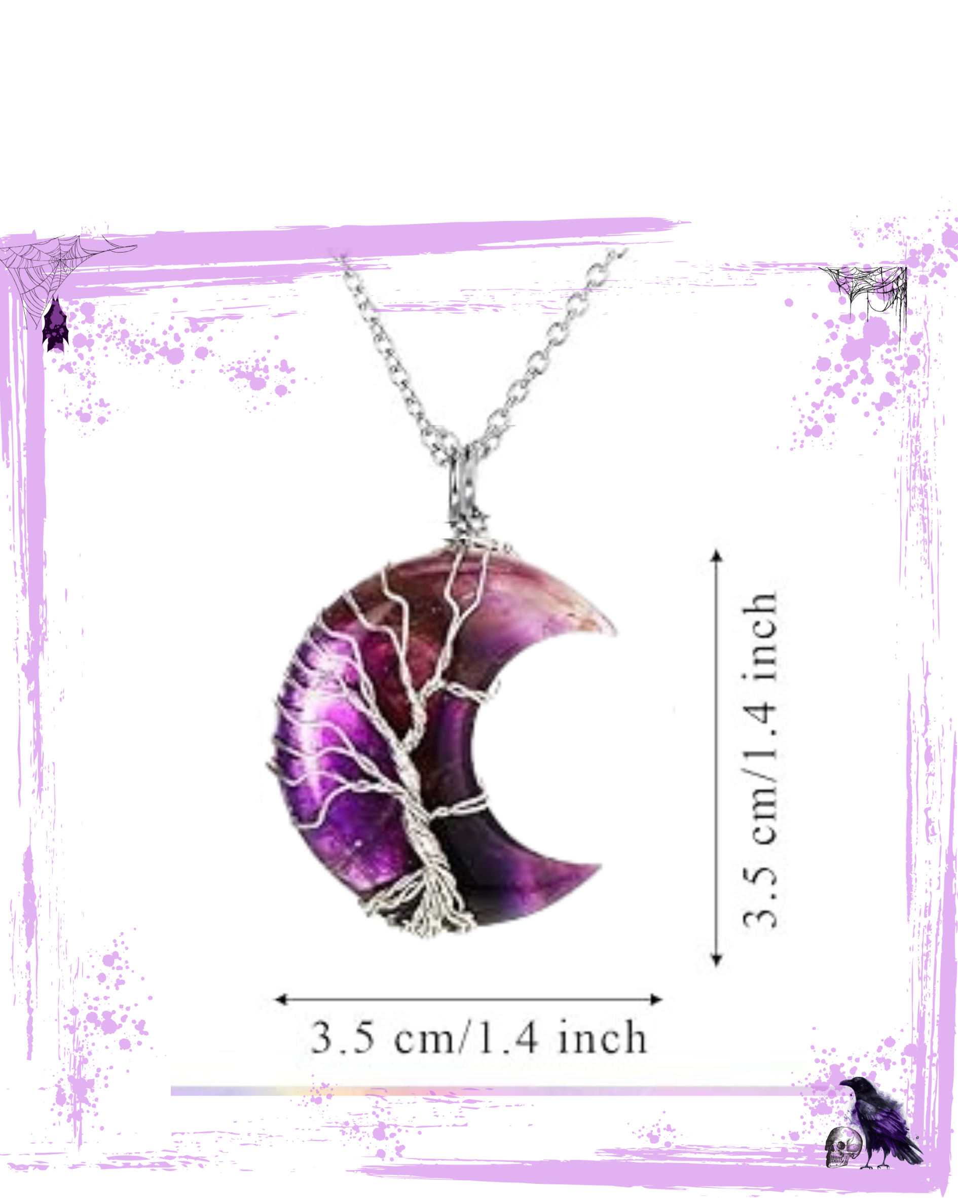 Necklace - Amethyst Moon with tree of life wire housing
