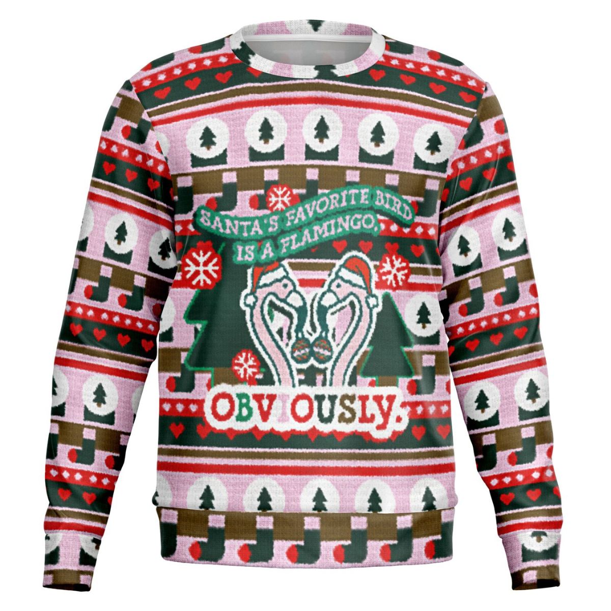 Santa&amp;#39;s Favorite Bird Is A Flamingo Ugly Christmas Sweatshirt