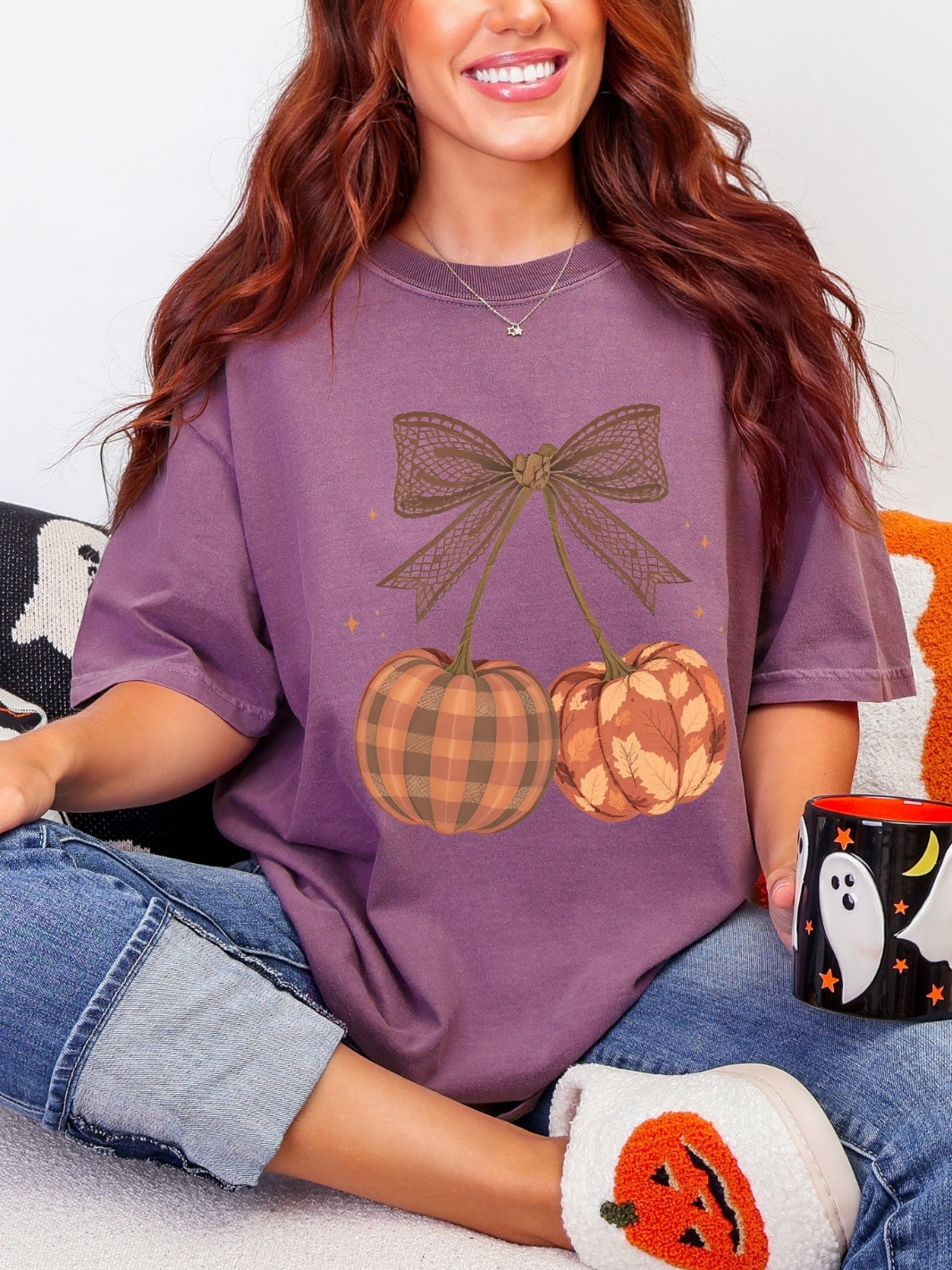 Comfort Colors Lace With Pumpkins T-Shirt