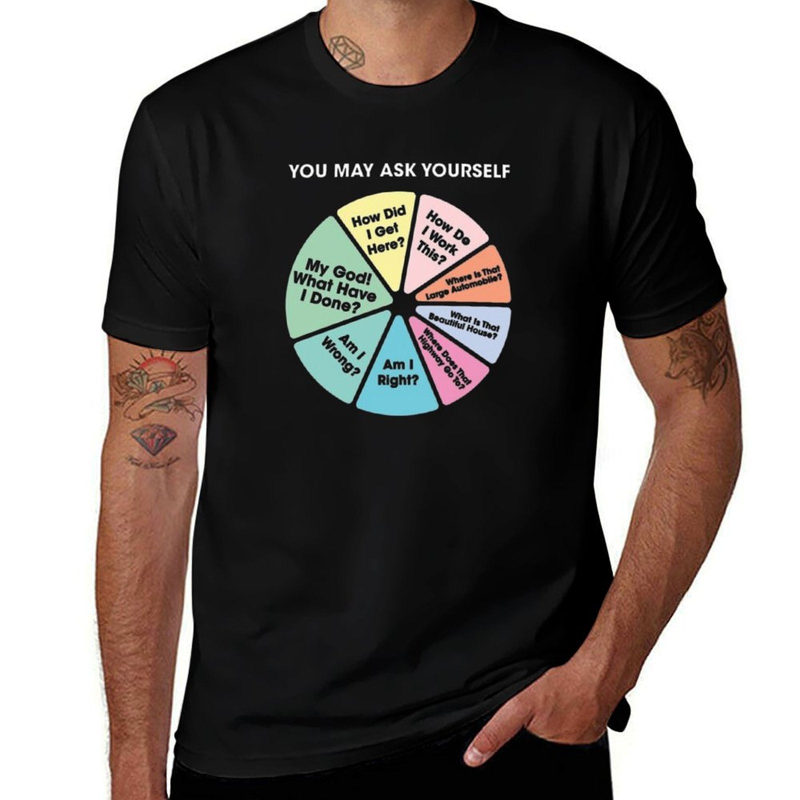 80&amp;#39;s Music Retro Lyrics - You May Ask Yourself Pie Chart  Wrinkle-resistant T-Shirt