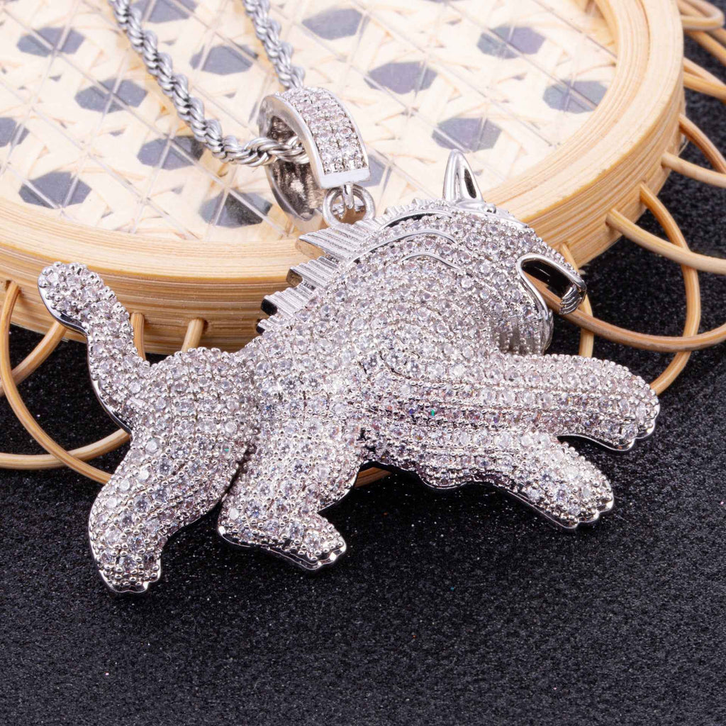 Hip Hop Leopard Pendant Necklace with Full Zircon for Men - Stylish Jewelry for Trendsetters