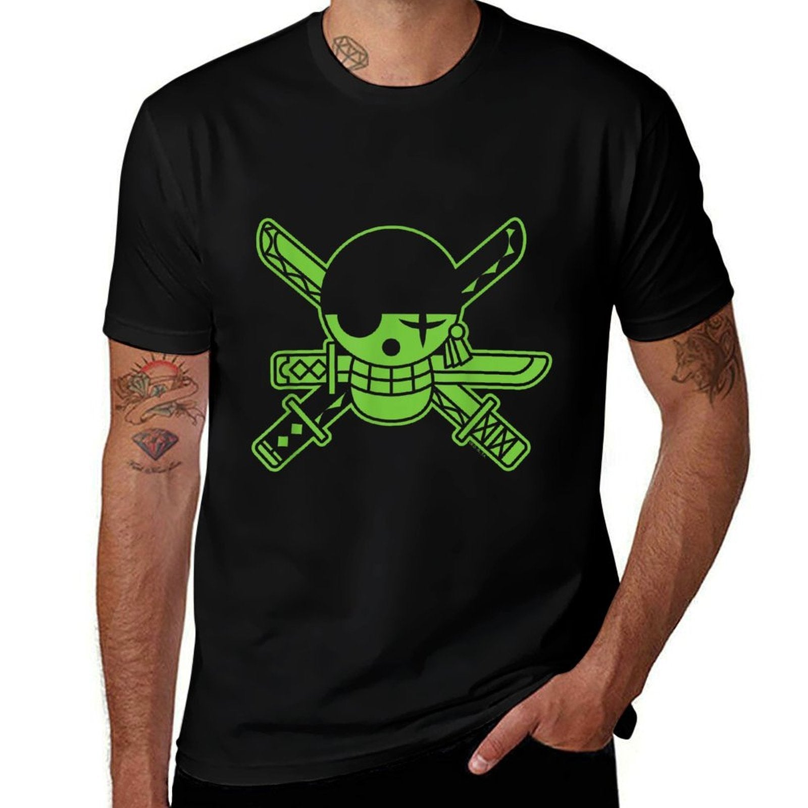 One Piece Anime Green Roronoa Zoro Jolly Roger Comfortable T-Shirt