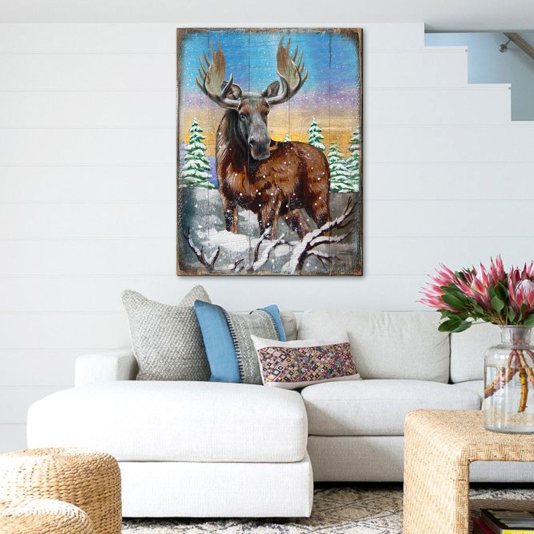 Moose Art Wooden Wall Art by Nature Wonders - Nature Wildlife Decor  - 95216B