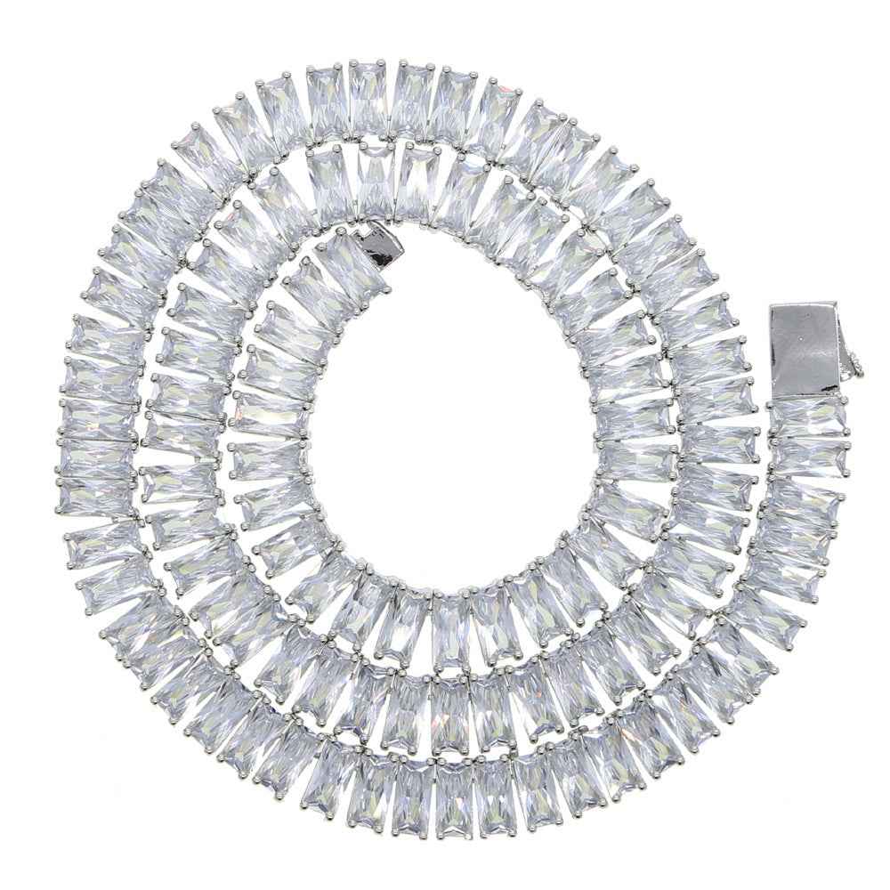 Men's Hip-Hop Zirconia Necklace in Copper Alloy Rectangular Design