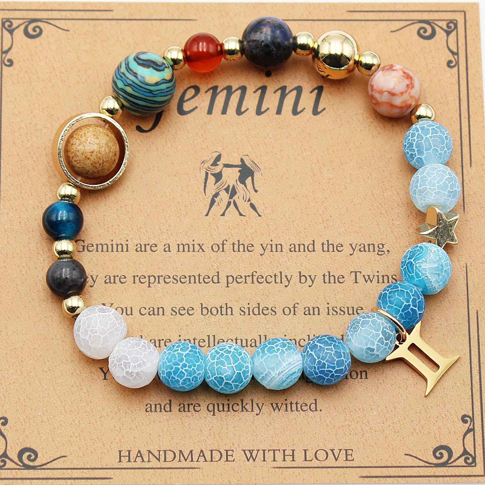 Twelve Constellations Bracelets - Natural Stone Beaded Bracelets with Eight Planet Designs