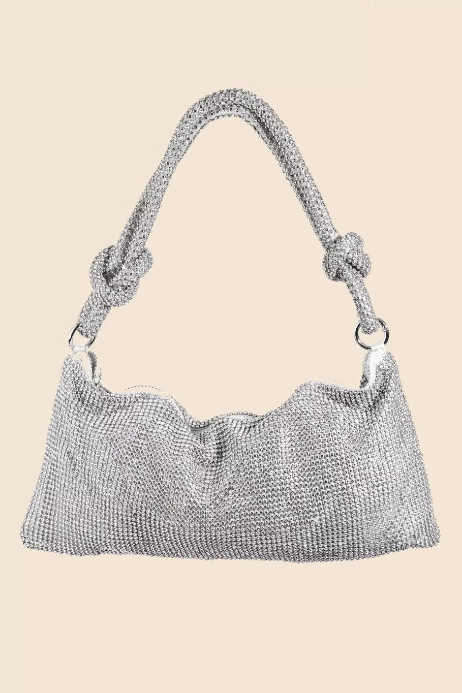 Fame Rhinestone Studded Hobo Bag