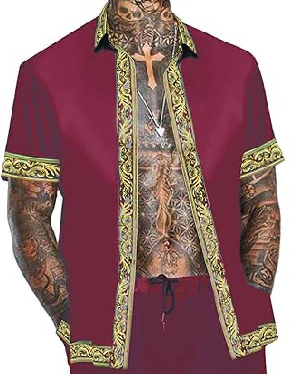 90 Day Fiance Pillow Talk Burgundy &amp;amp; Gold Trim Pajamas