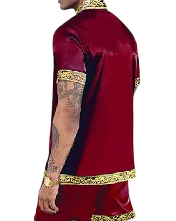 90 Day Fiance Pillow Talk Burgundy &amp; Gold Trim Pajamas