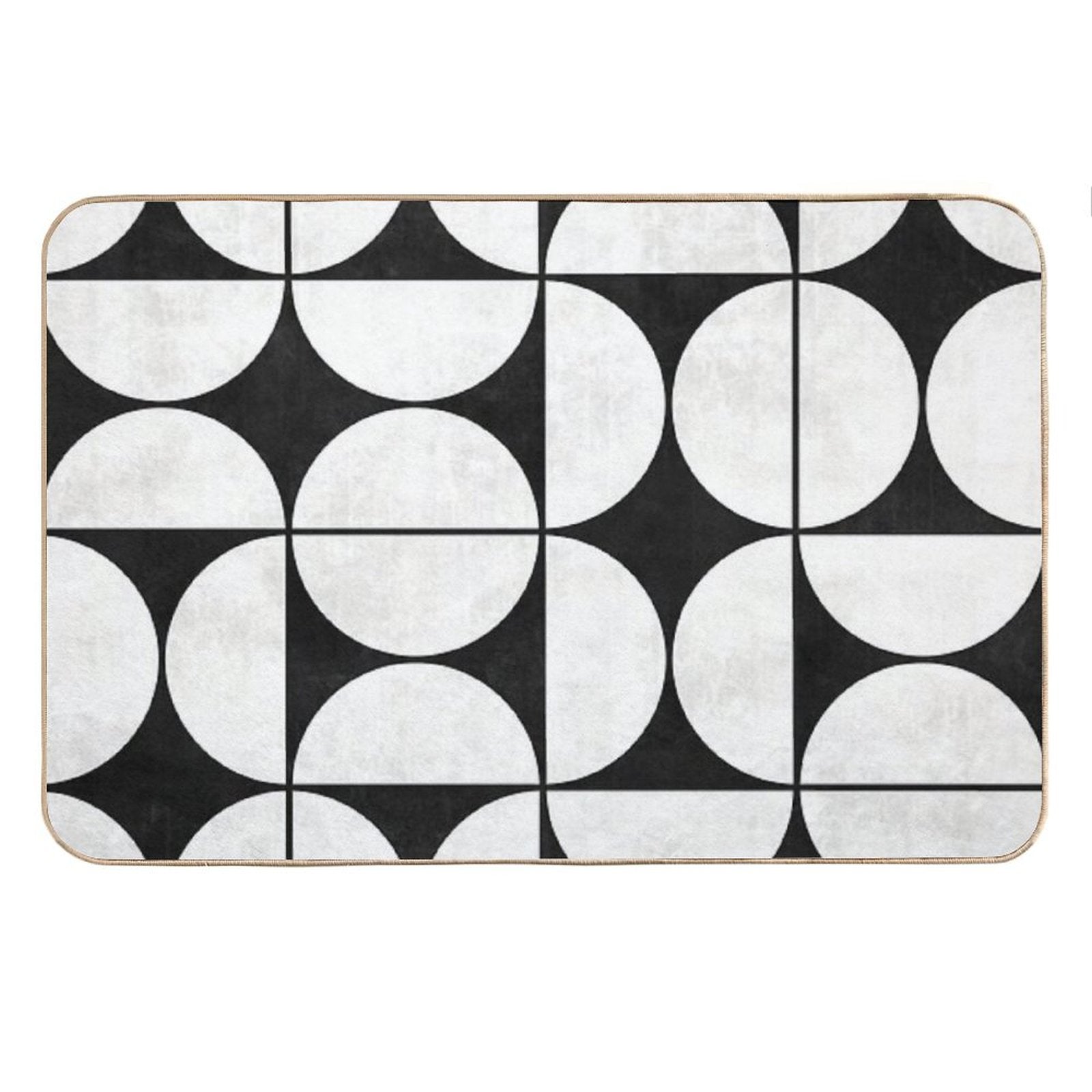 Mid-Century Modern Pattern No.2 - Black And White Concrete Bath Mat