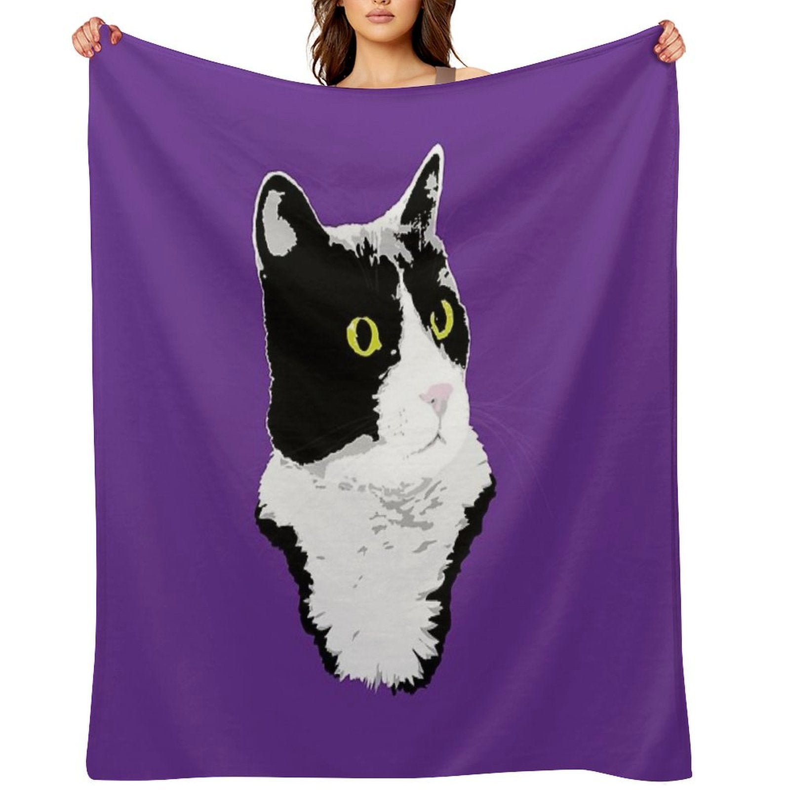 Regal Tuxedo Kitty Throw Blanket