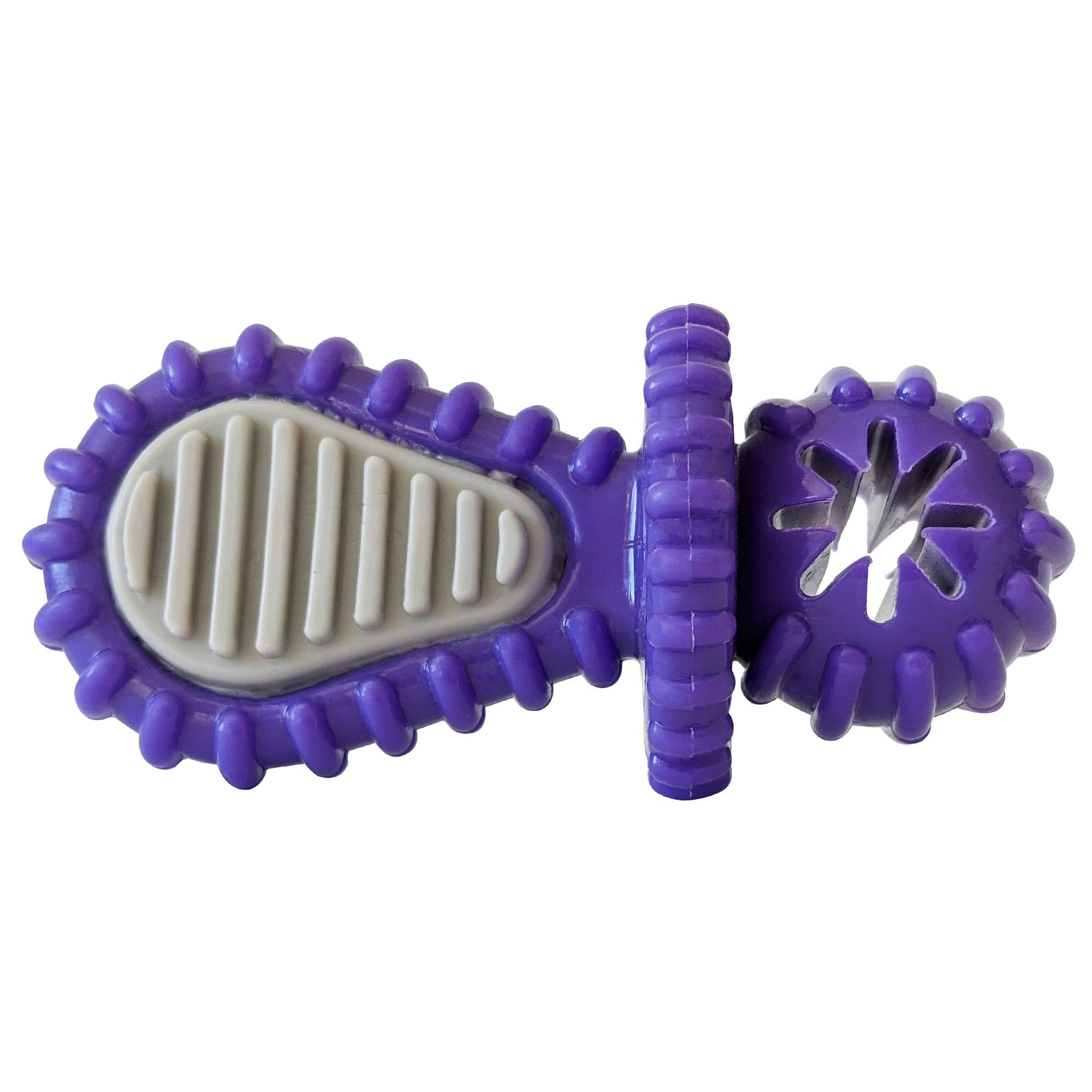 Purple Rubber Dental Pacifier Dog Toy – Ridges, Treat Hole &amp;amp; Durable Design