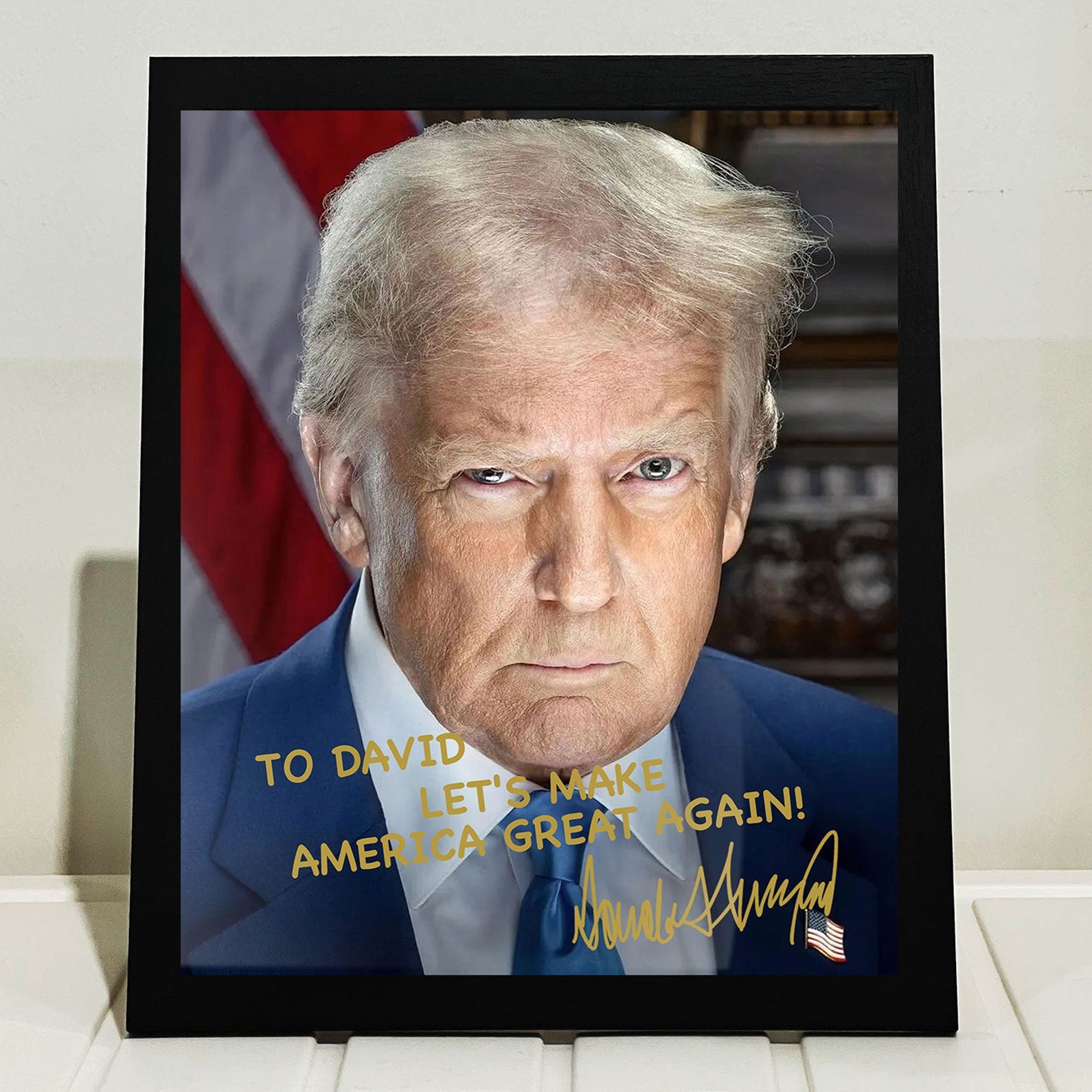 President Donald Trump Official Portrait 2025 | President Donald Trump Autographed Picture | Donald Trump Homage Picture | Donald Trump Fan Picture Frame C922 - GOP
