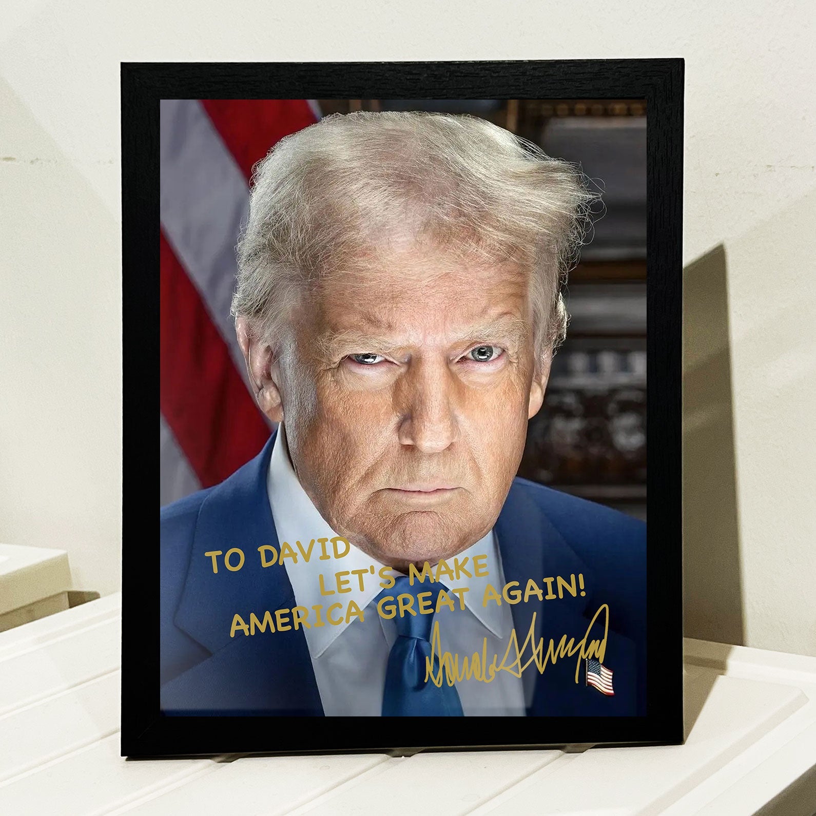 President Donald Trump Official Portrait 2025 | President Donald Trump Autographed Picture | Donald Trump Homage Picture | Donald Trump Fan Picture Frame C922 - GOP