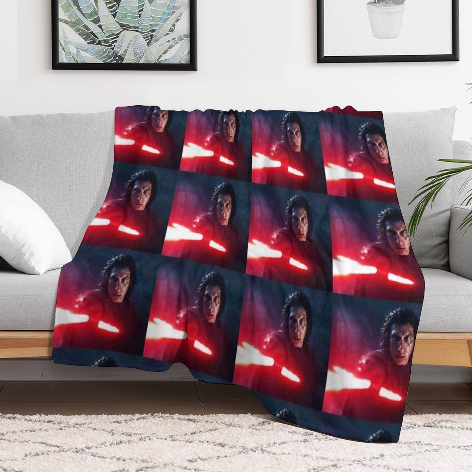 Adam Driver with Saber Edit Throw Blanket
