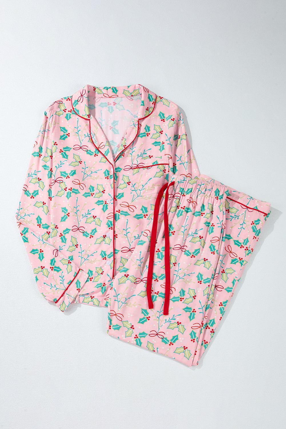 Christmas Holly Top and Shorts Pajama Set