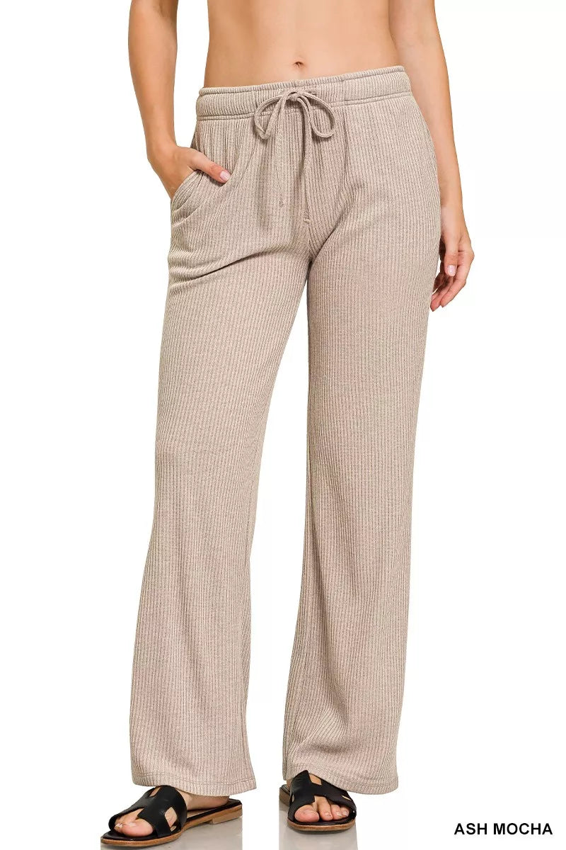 Zenana Ribbed Drawstring Lounge Pants