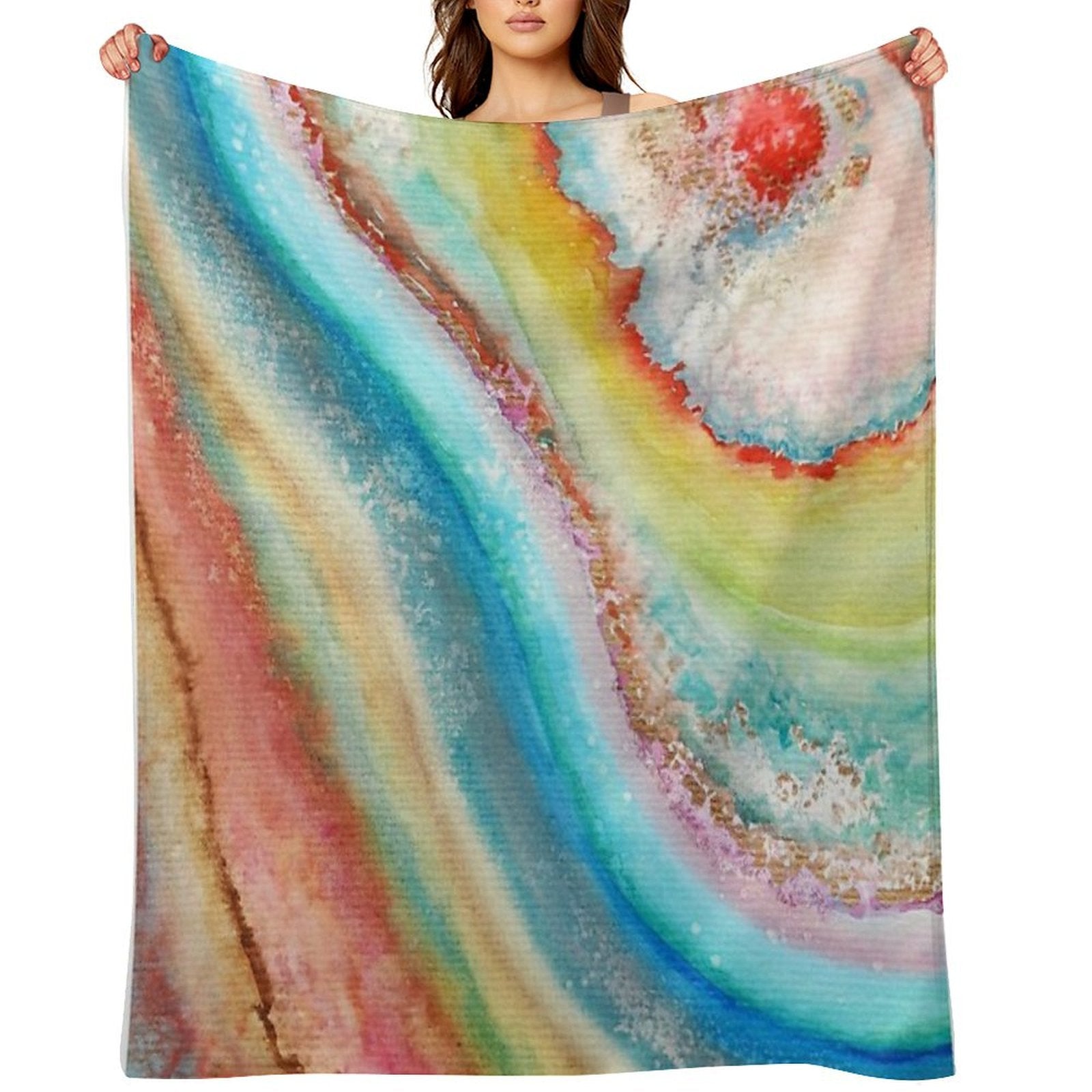 AGATE Inspired Watercolor Abstract 01 Throw Blanket