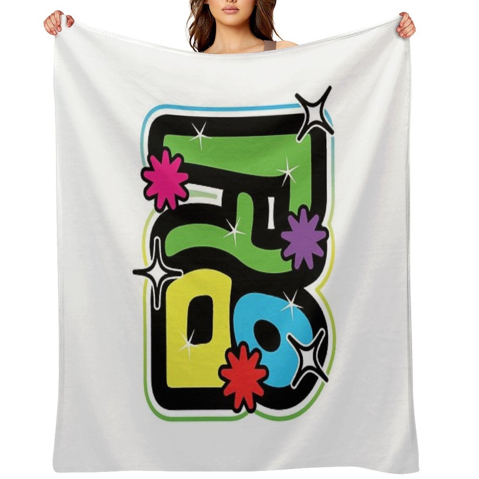“Thank You” in Korean Hangul – Colorful &amp;amp; Playful Typography Throw Blanket