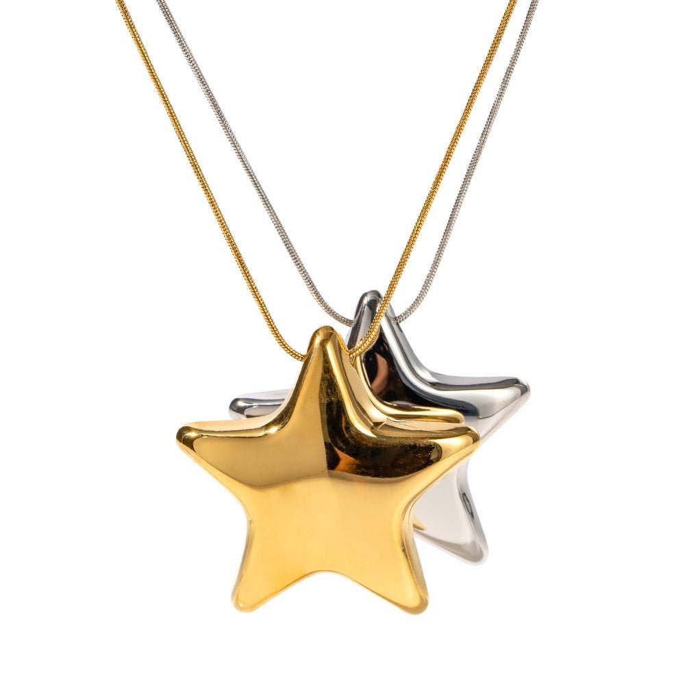 18K Gold-plated Star Necklace Jewelry - Stainless Steel Five-pointed Star Design