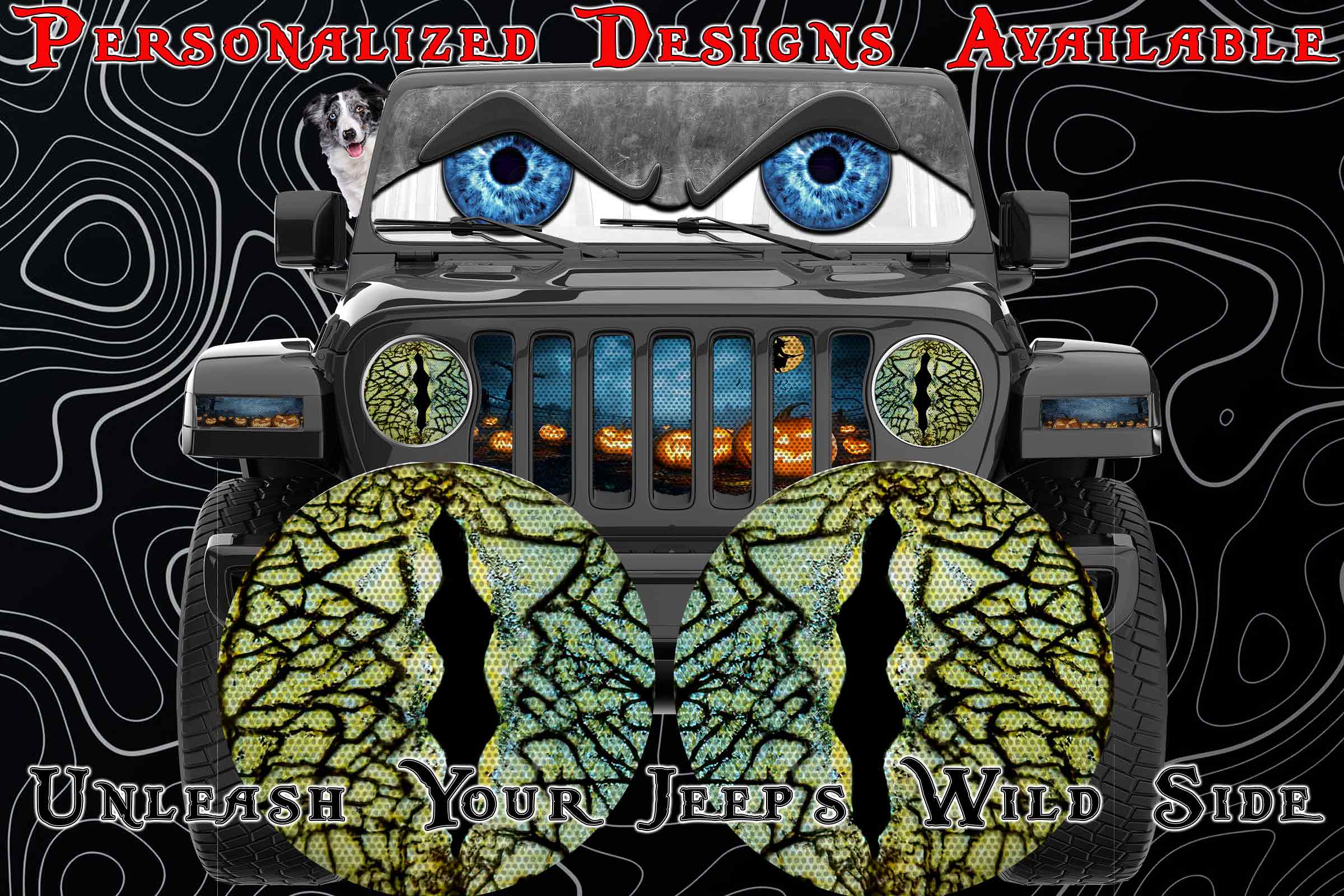 Green Lizard eyes headlight decals