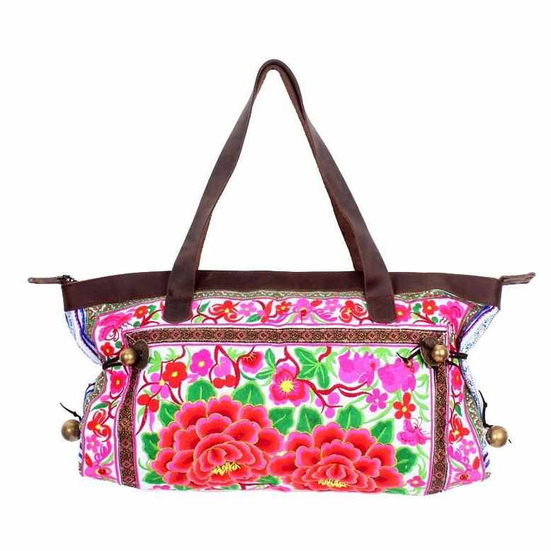 Glorious Flower Tote Bag with Leather Strap - Thailand