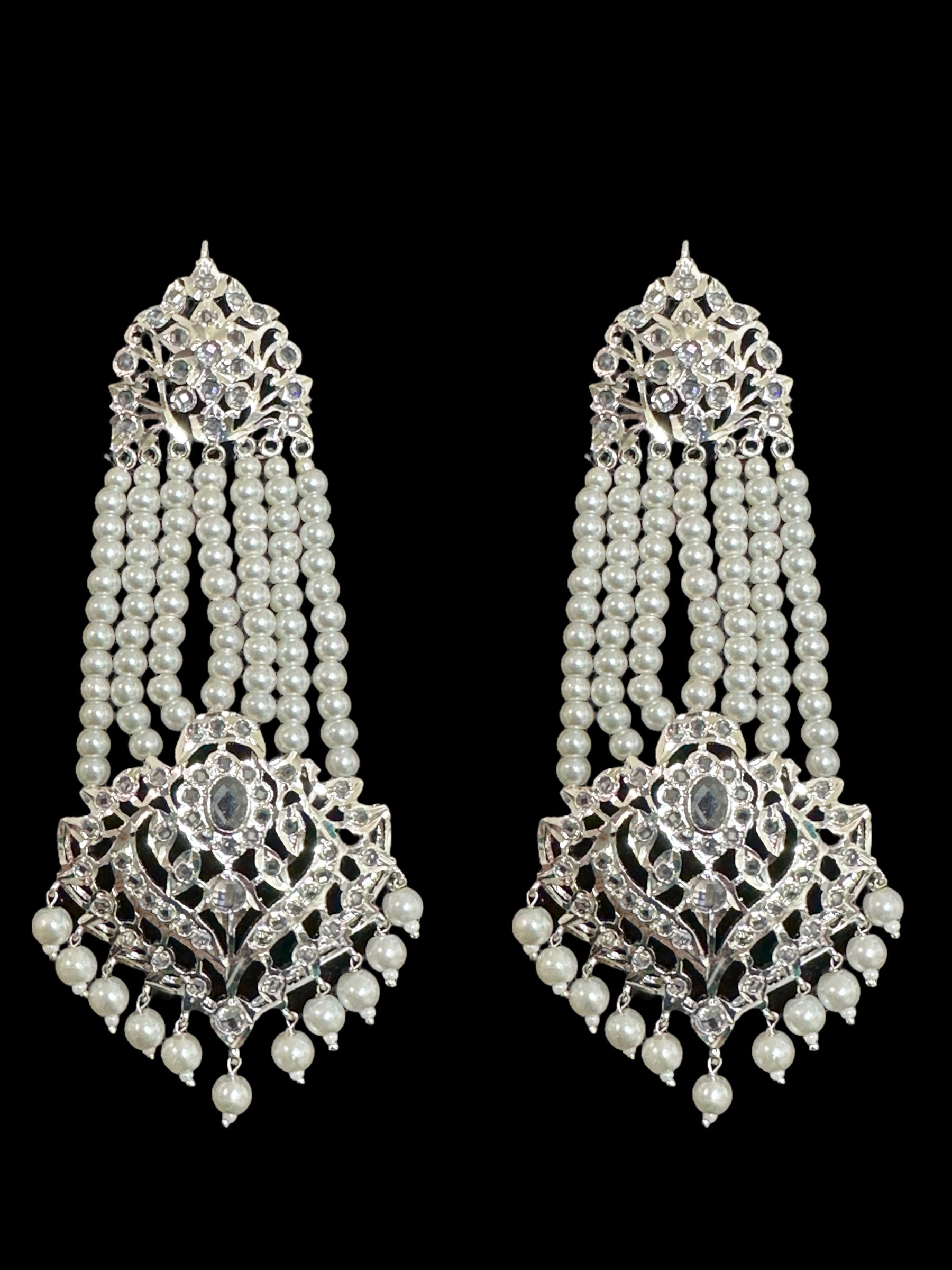 DER537 Ekta Hyderabadi jhoomar earrings - silver plated   ( READY TO SHIP )