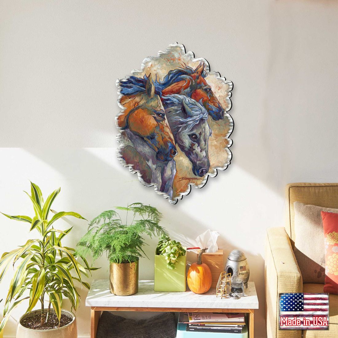 Let Them Run Horse Heads Wall Art by J. Bergsma - Wildlife Holiday Decor - 8591259W-JB