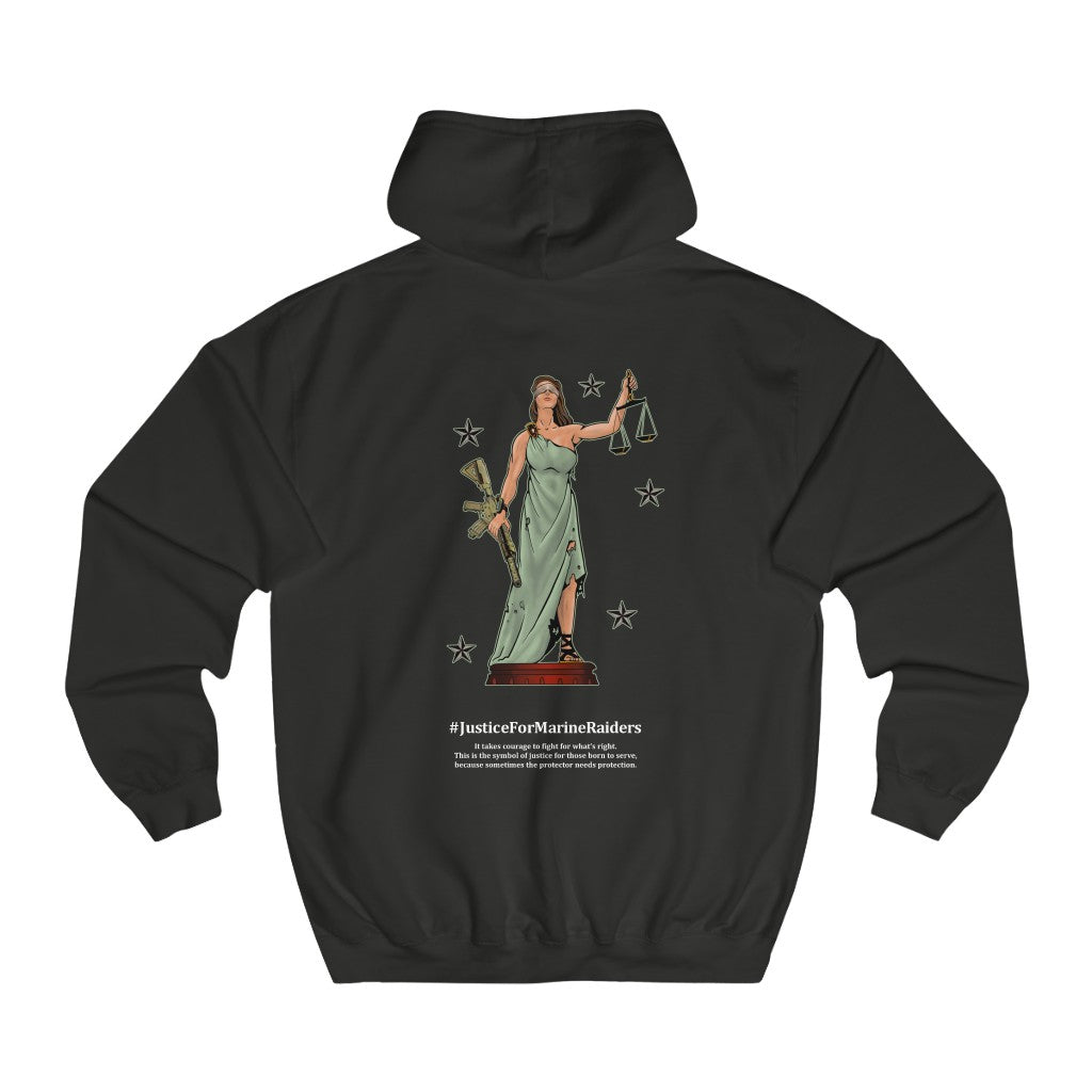 MARSOC Lady Justice ~ Hoodie (Fight for Whats Right Quote) Printed in Germany for Euro Customers