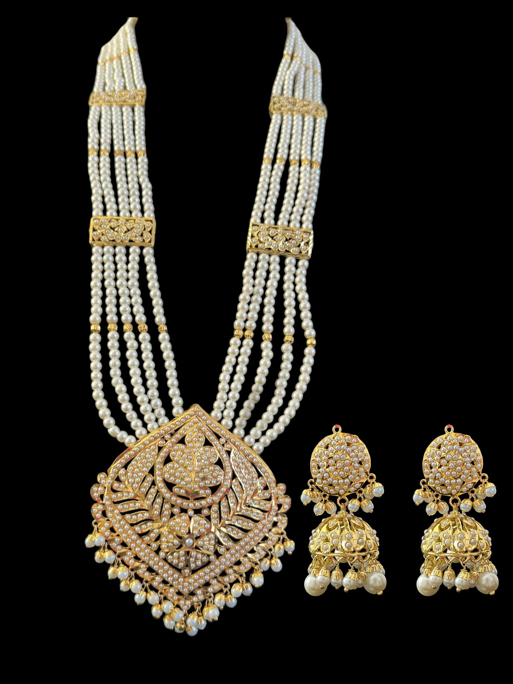 DLN107 Roosa Punjabi rani haar in pearls ( SHIPS IN 4 WEEKS )