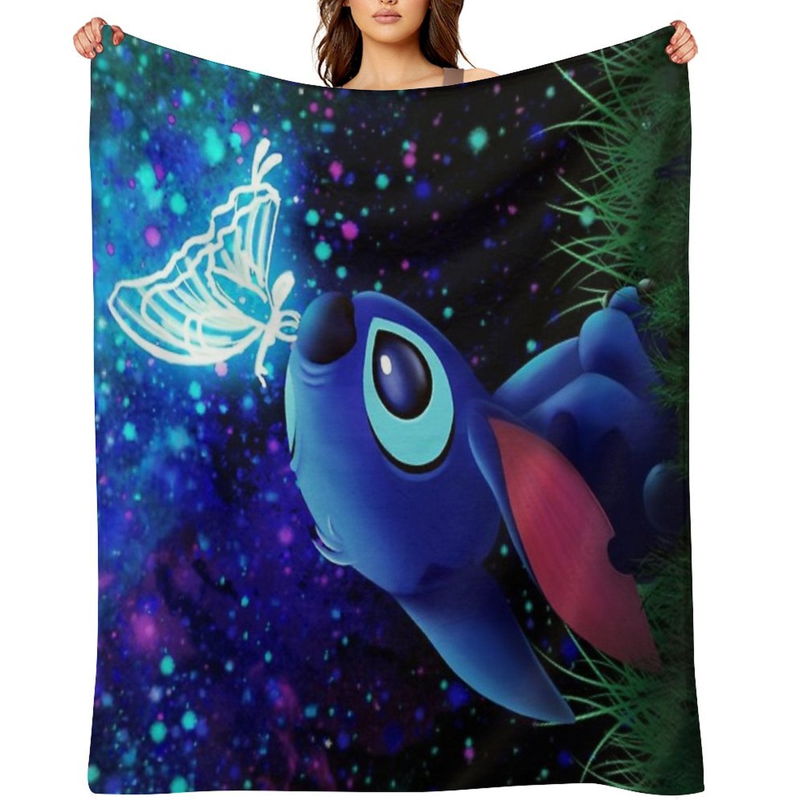 Stitch Butterfly Starry Sky Throw Blanket