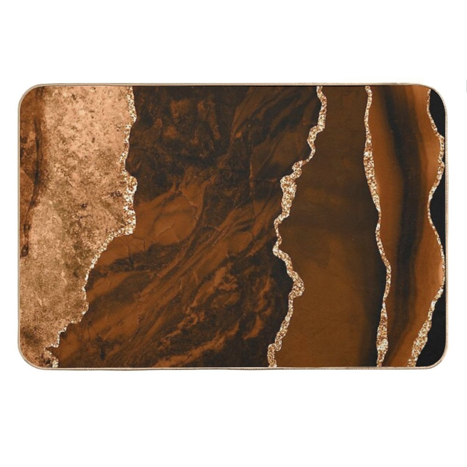 Abstract Chocolate Brown &amp;amp; Gold Modern Geode Agate Design Bath Mat