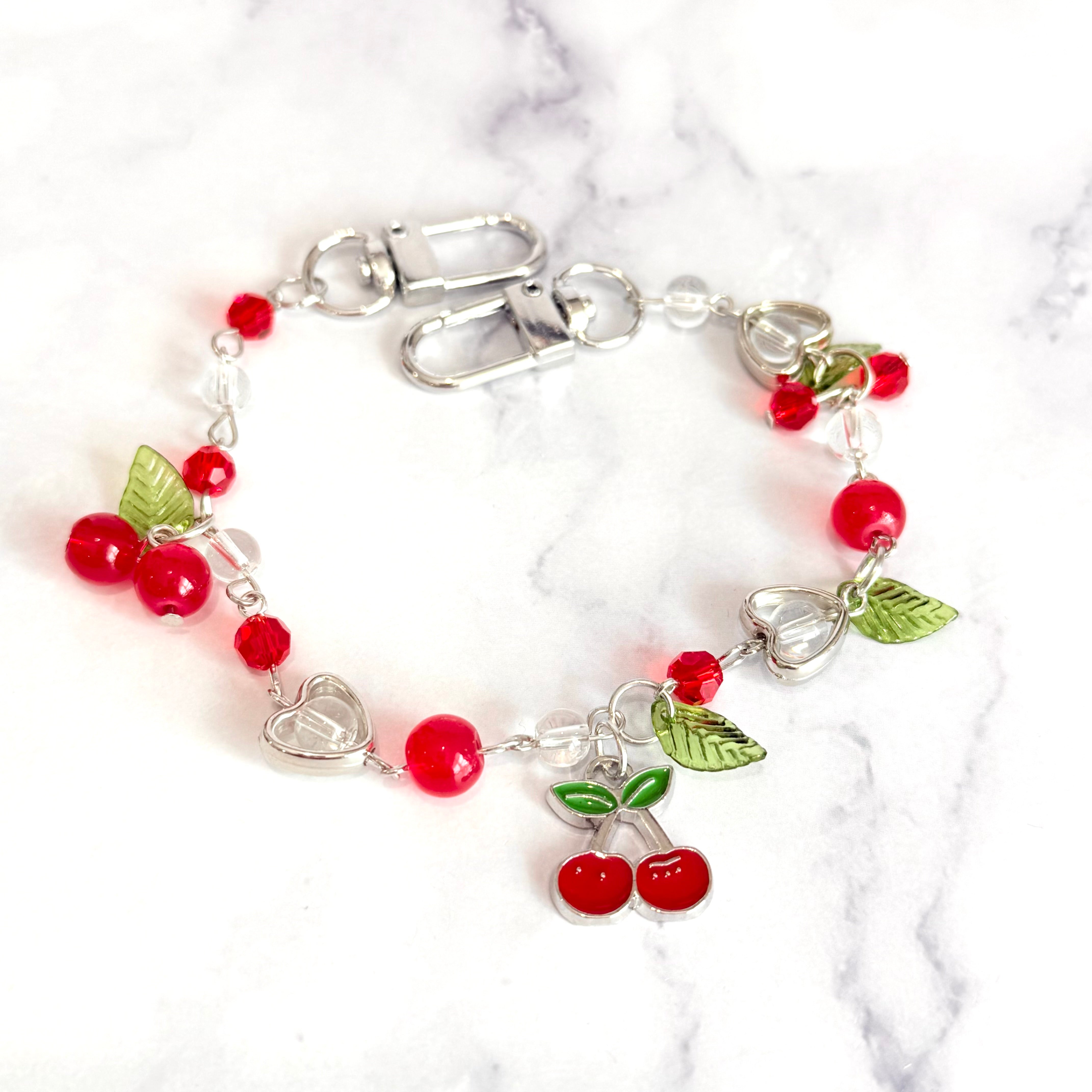 Silver Cherry Deluxe Tumbler Charm Necklace